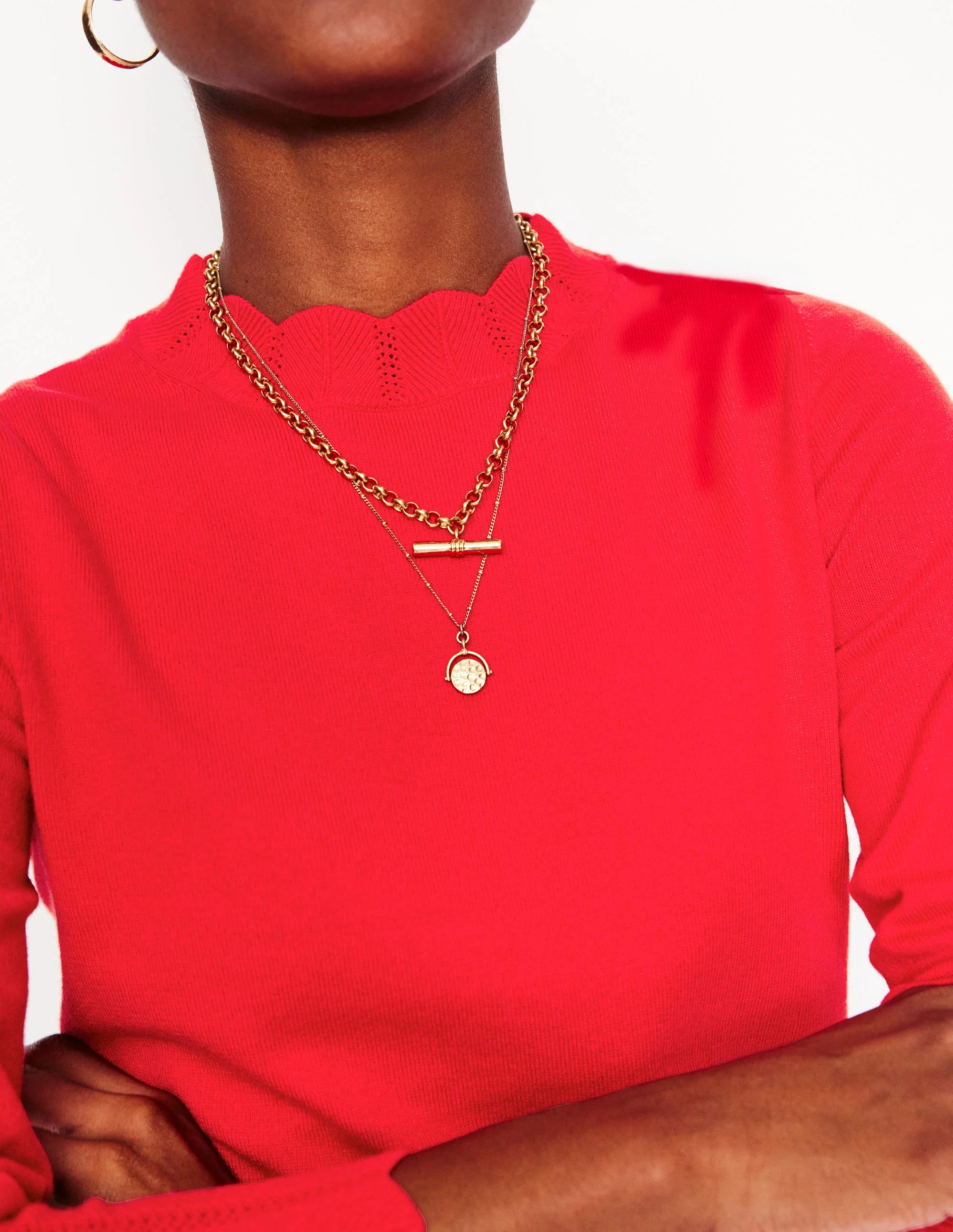 Imi Scalloped Sweater-Strawberry Tart Red - Image 2