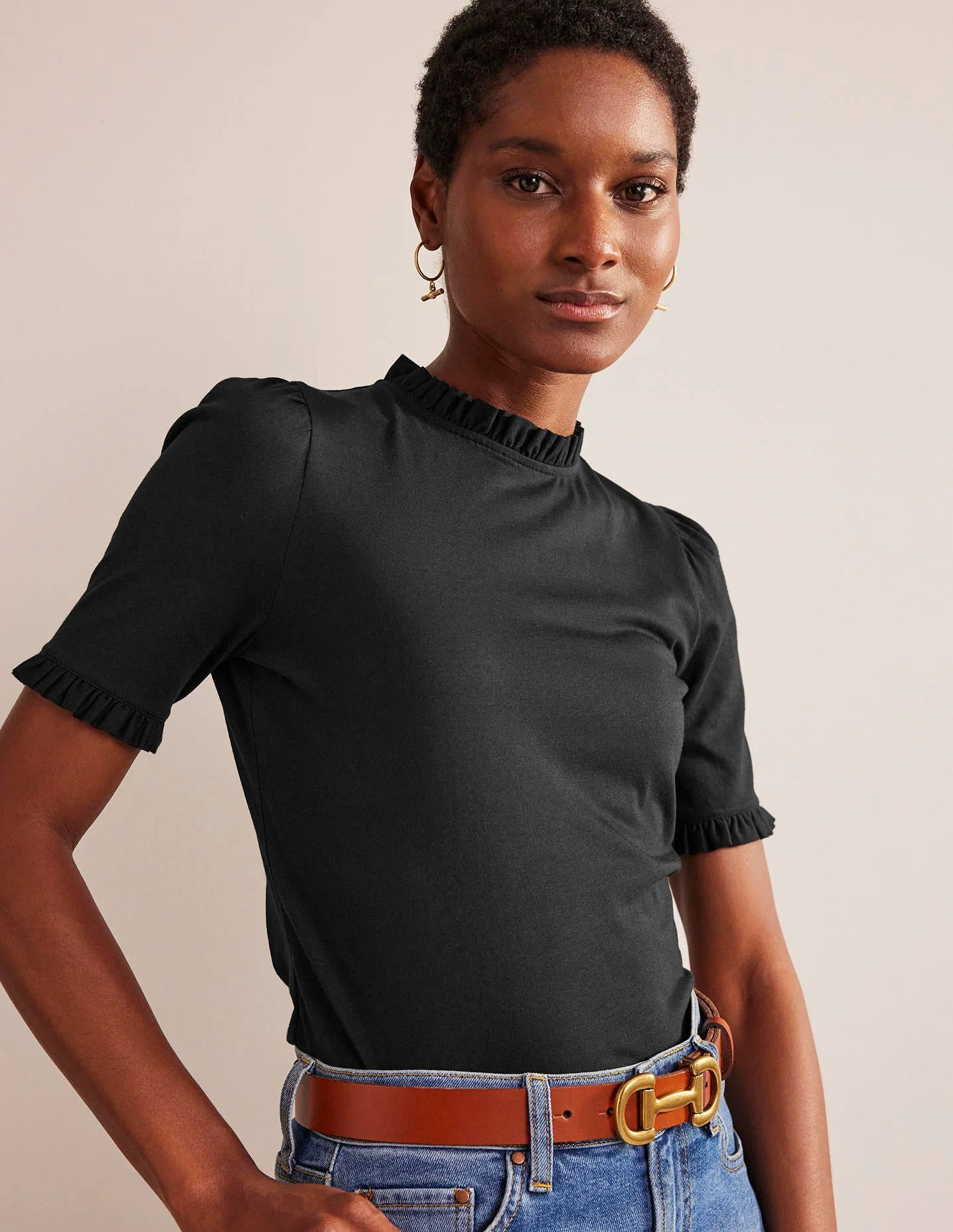 Imi Supersoft Frill T-shirt-Black - Image 4