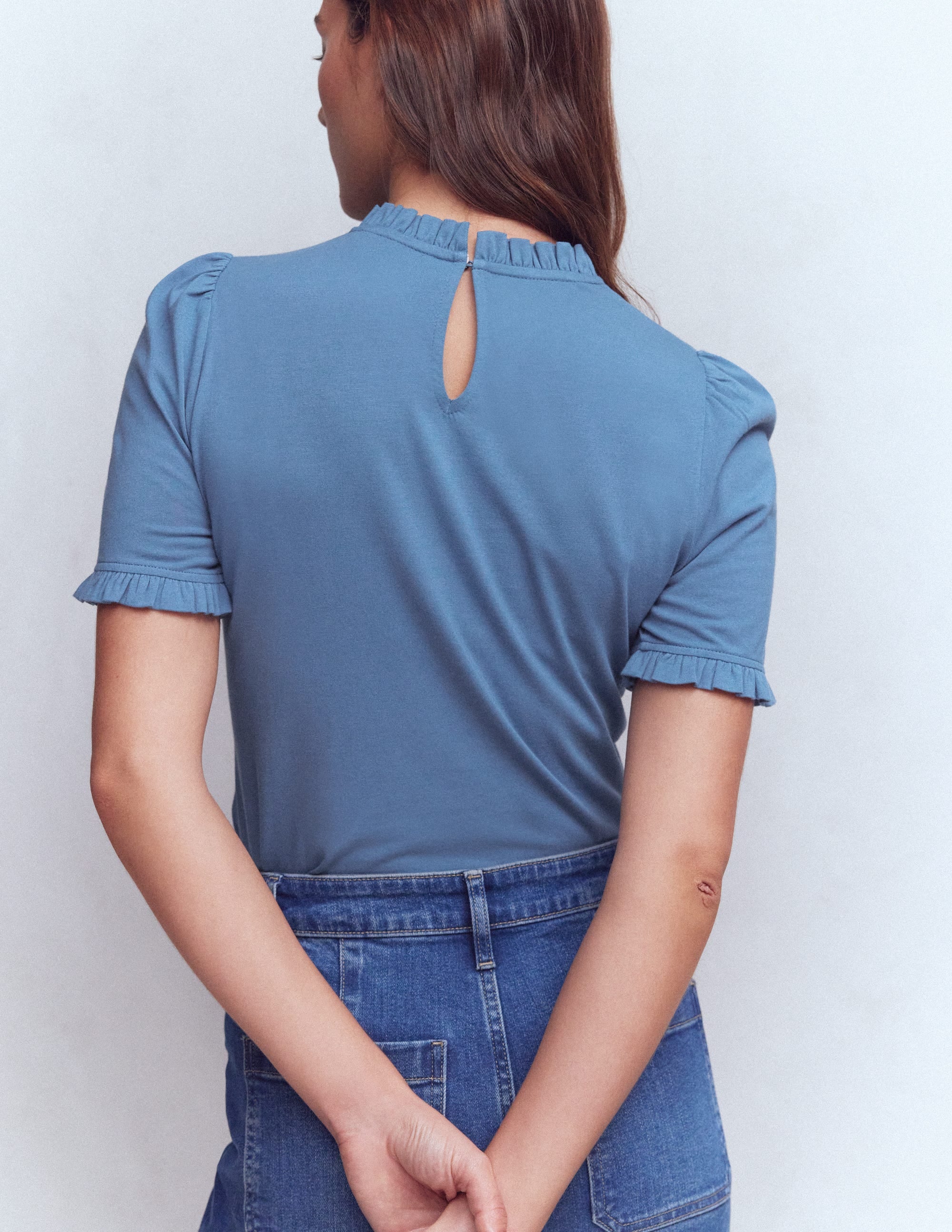 Imi Supersoft Frill T-shirt-Captains Blue - Image 3