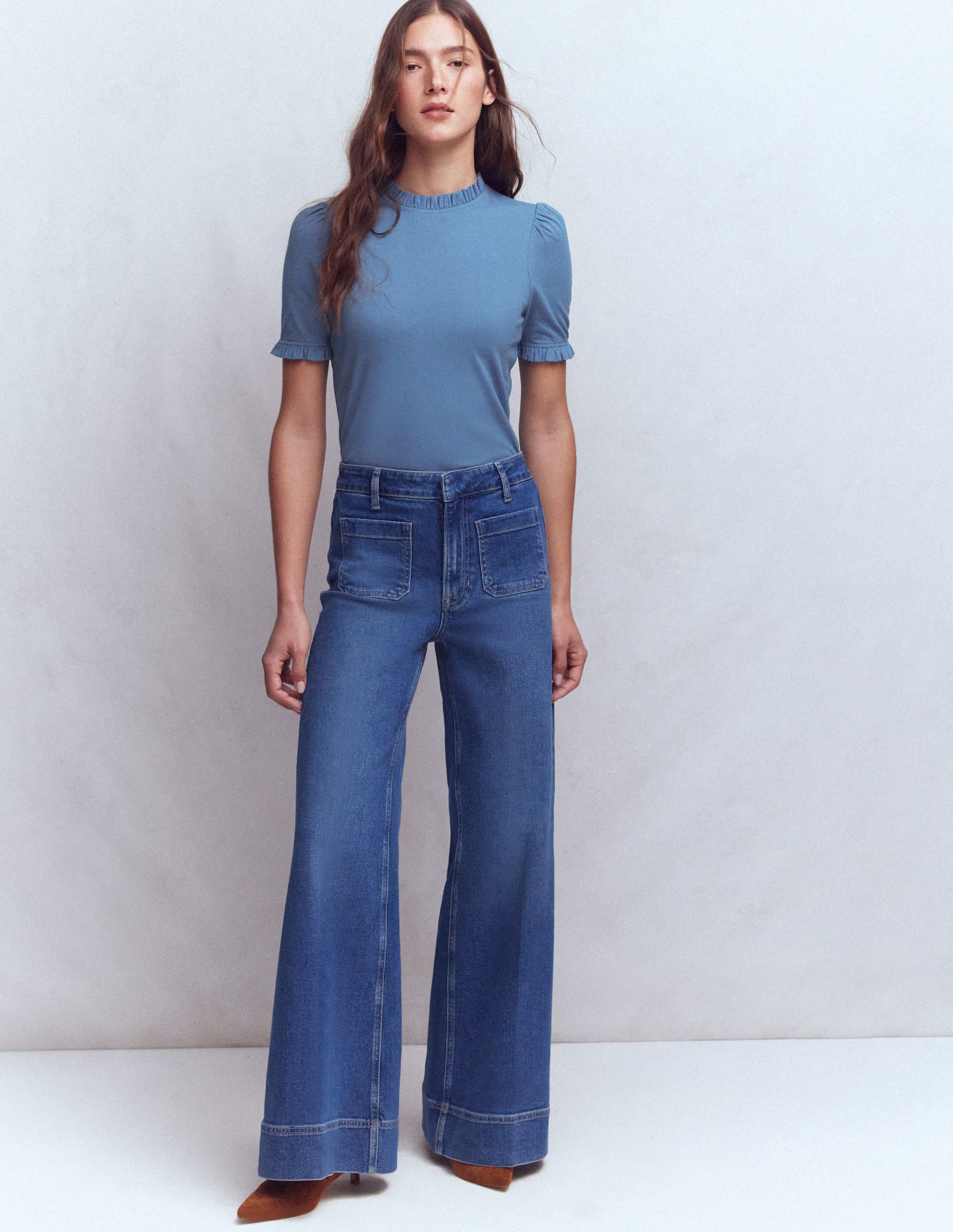 Imi Supersoft Frill T-shirt-Captains Blue - Image 4