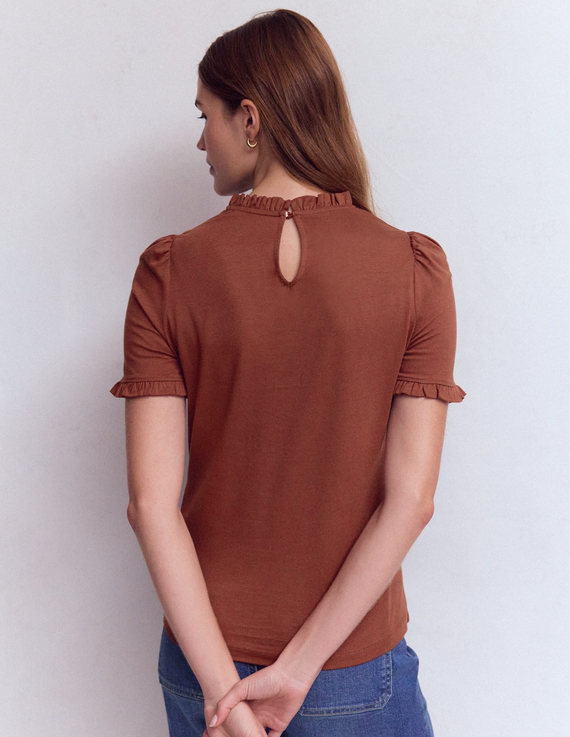 Imi Supersoft Frill T-shirt-Roasted Brown - Image 4