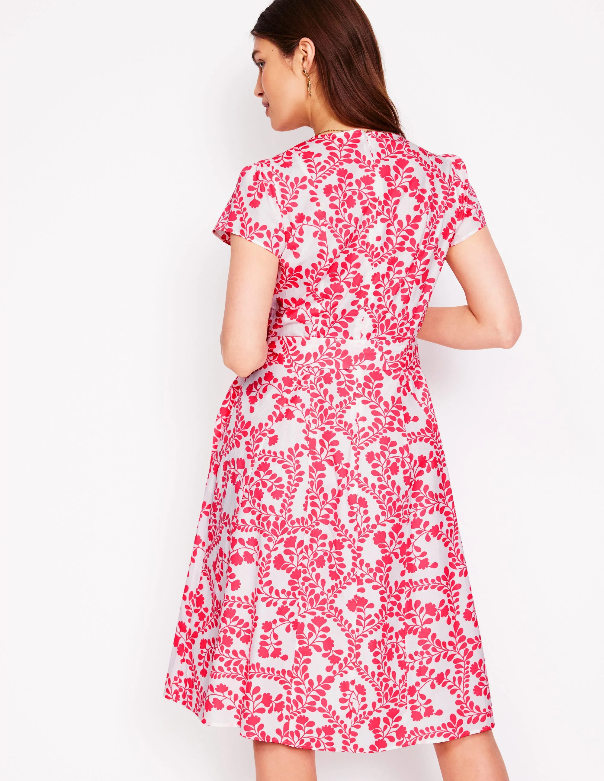 Imo Cotton Godet Short Dress-lvory, Vine Silhouette - Image 3