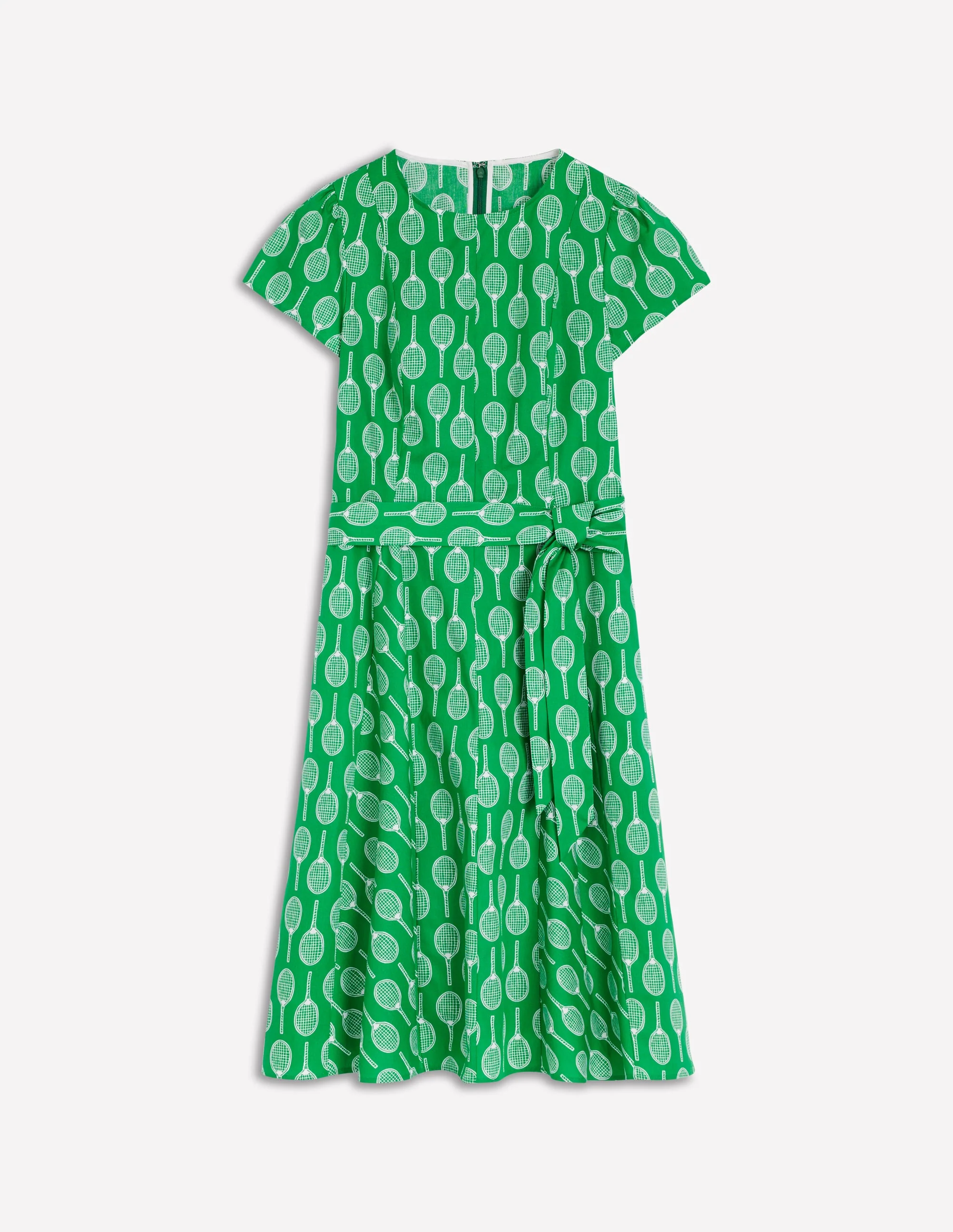 Imo Cotton Godet Short Dress-Rich Emerald, Tennis - Image 5