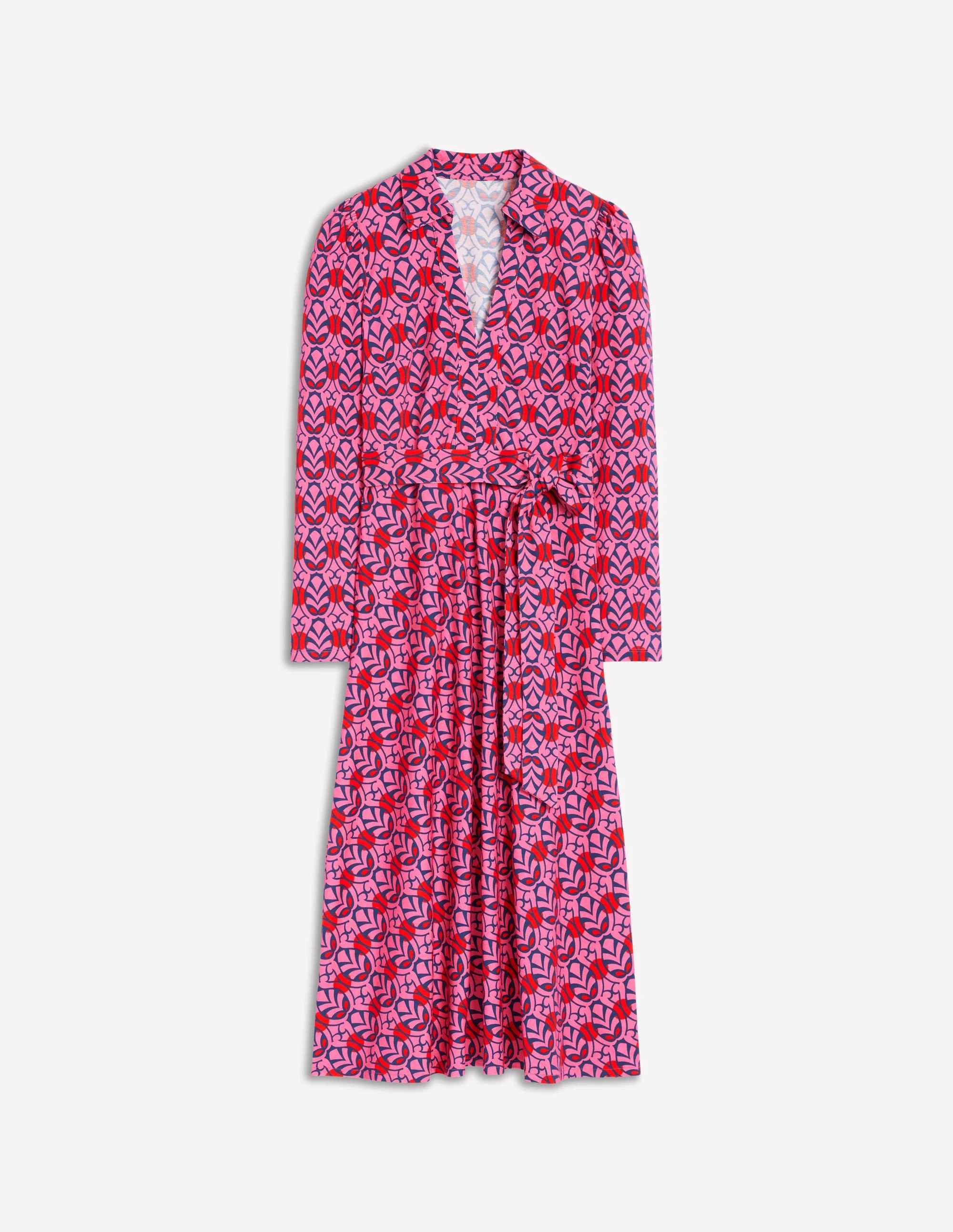 Imogen Collared Jersey Dress-Sorbet Pink, Leaf Terrace - Image 5