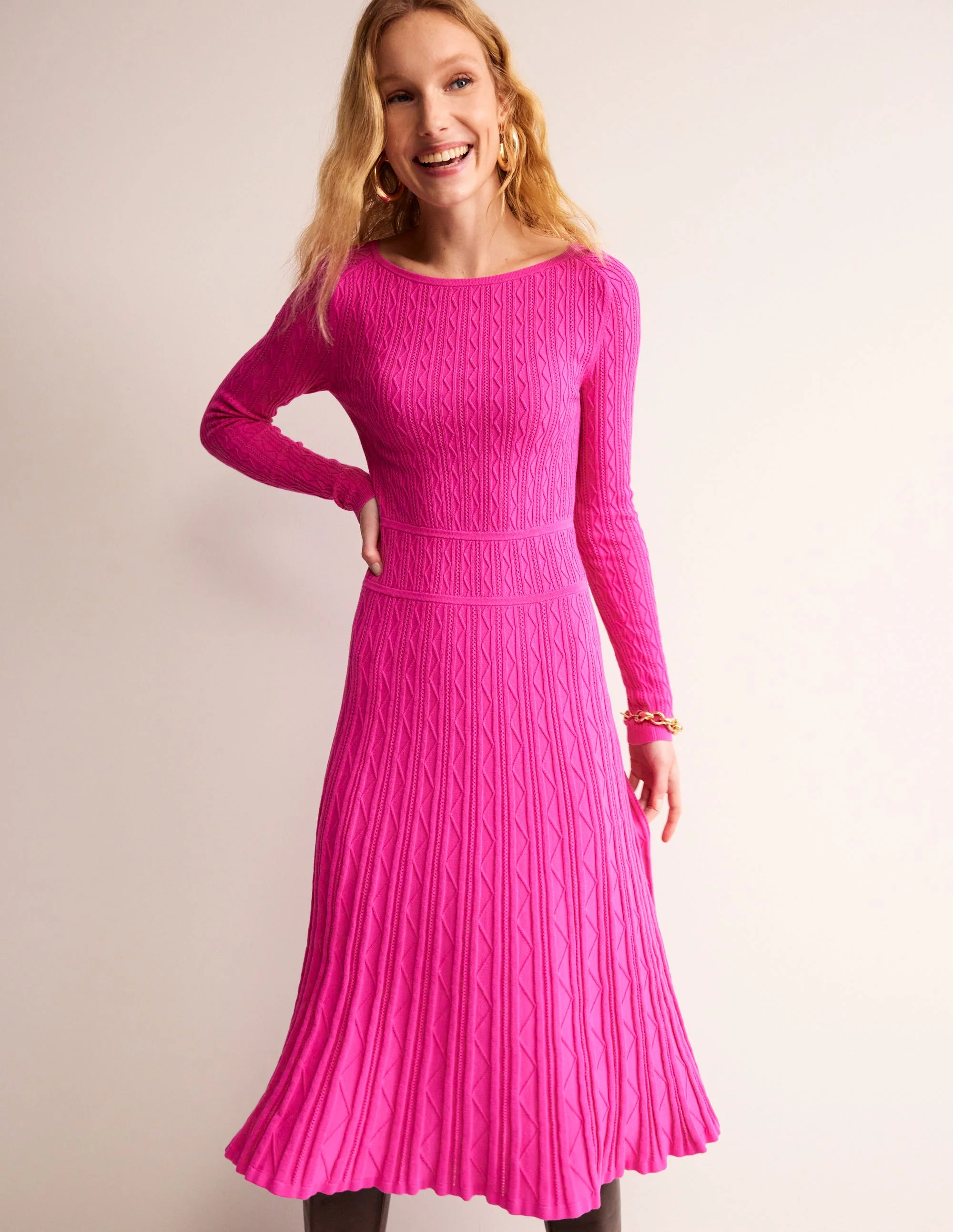 Imogen Empire Knitted Dress-Rose Violet - Image 2
