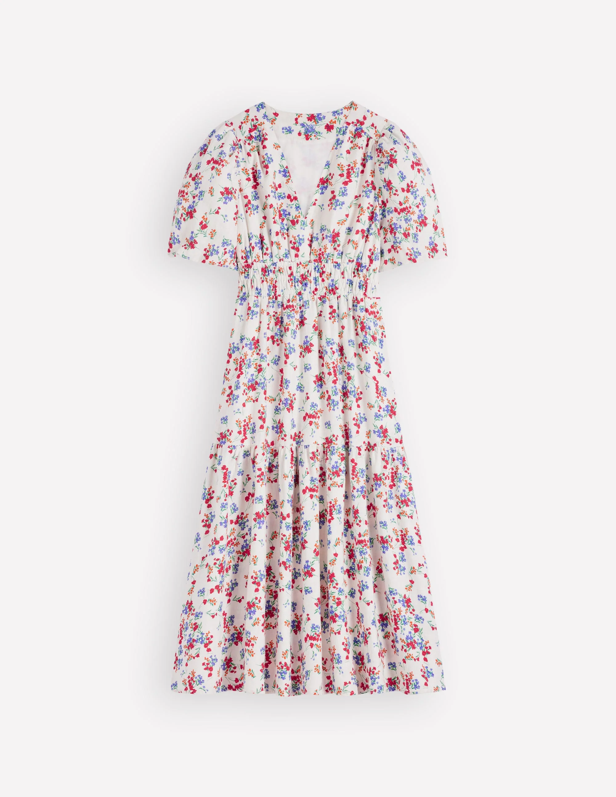 Irene Linen Midi Dress-Ivory, Bloom Scatter - Image 7