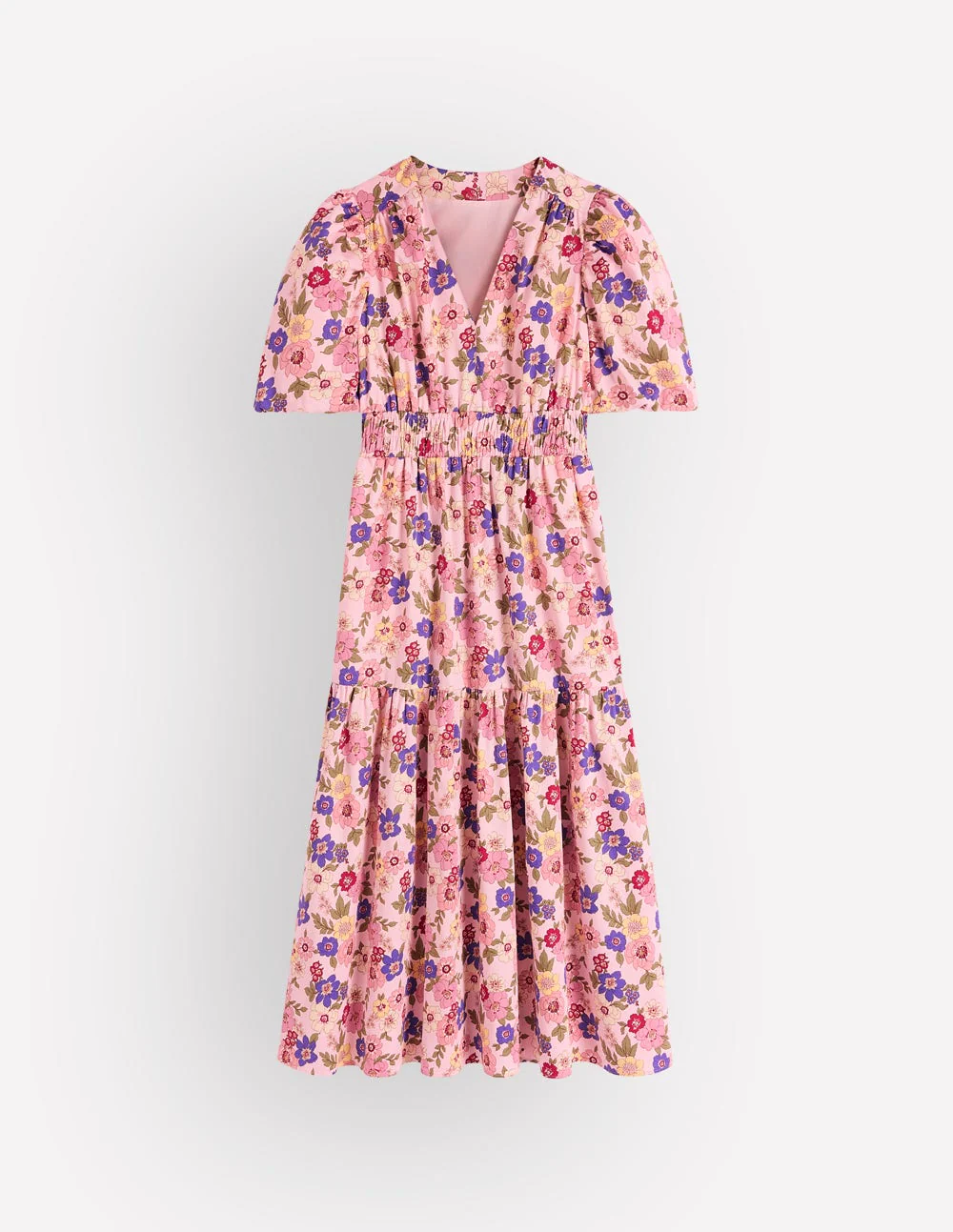 Irene Puff Sleeve Cotton Dress-Pink, Blossomy Garden - Image 7