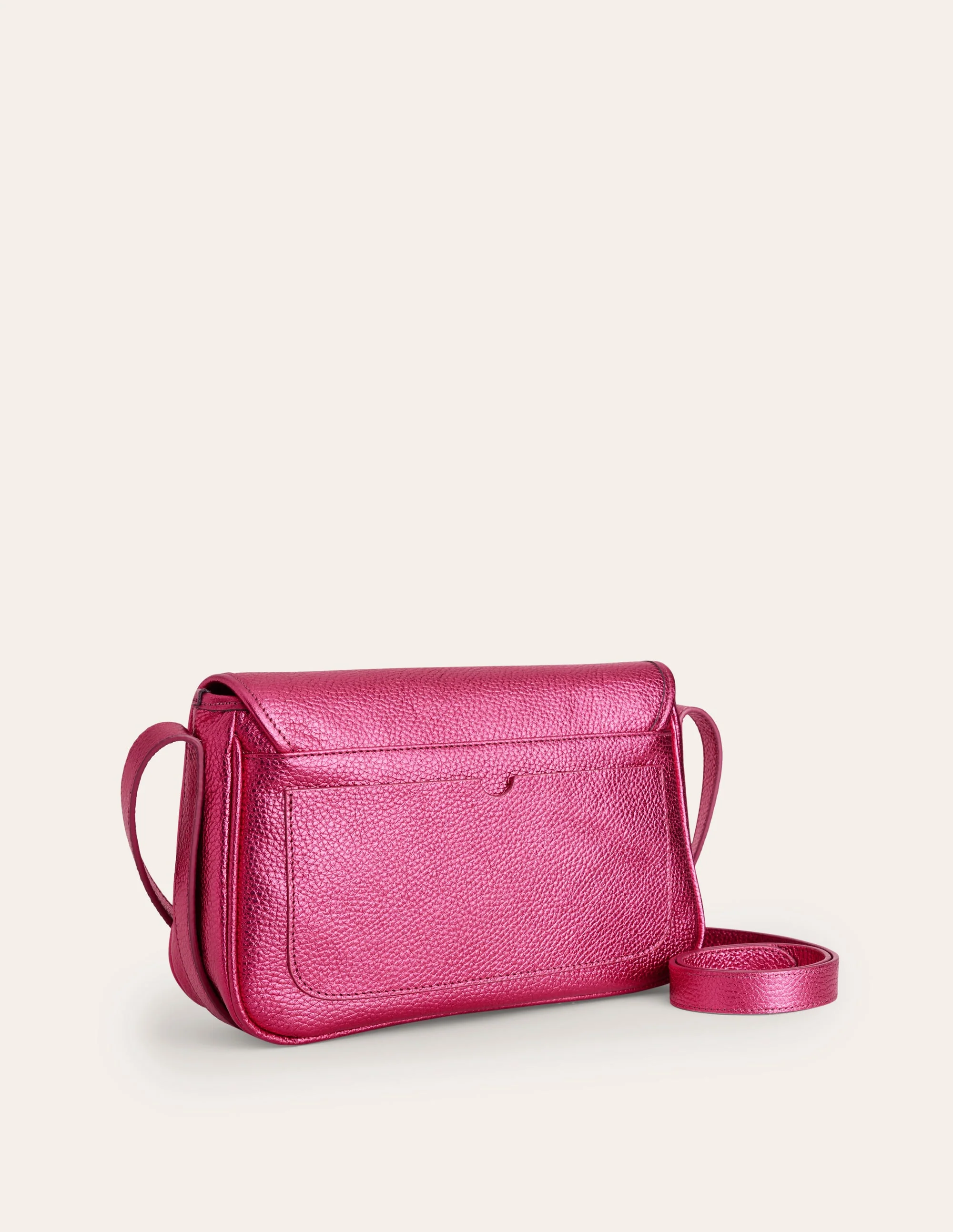 Iris Snaffle Leather Bag-Metallic Pink - Image 3