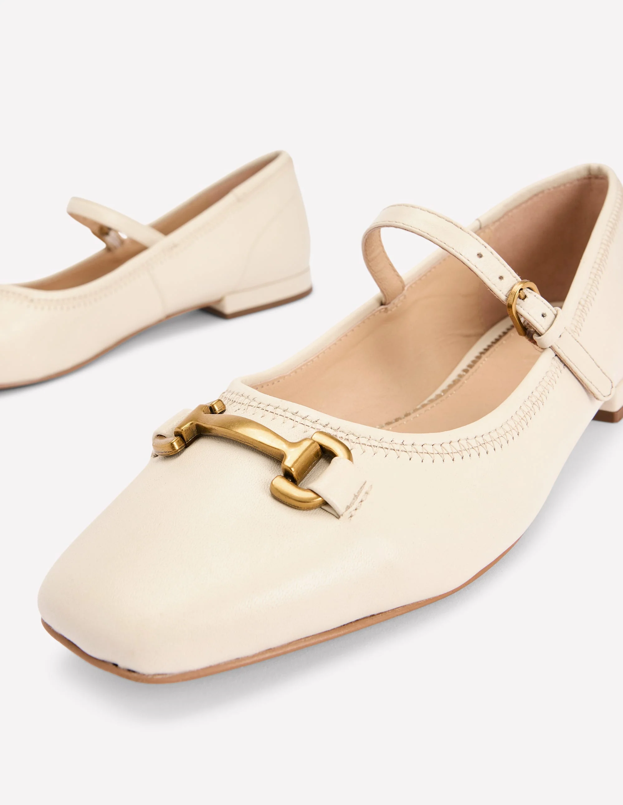 Iris Snaffle Mary Jane Flats-Ecru - Image 3