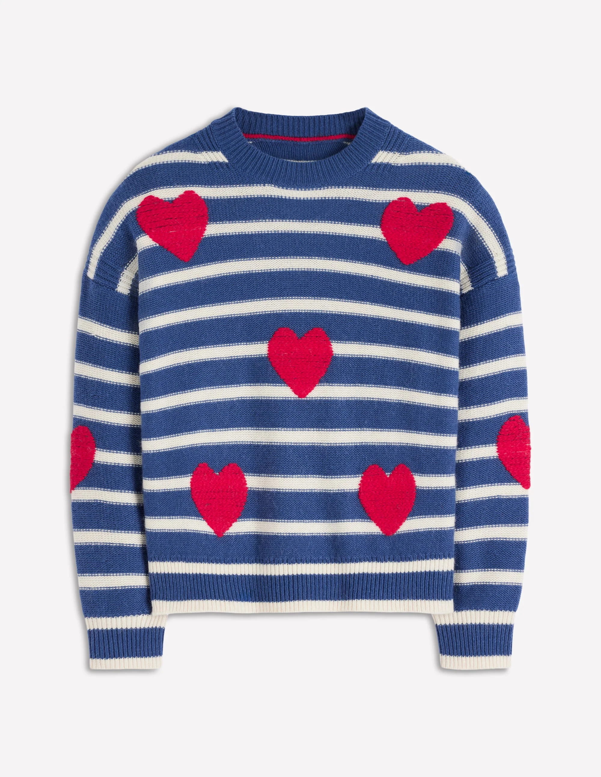Isa Embroidered Sweater-Delft Blue Hearts - Image 5