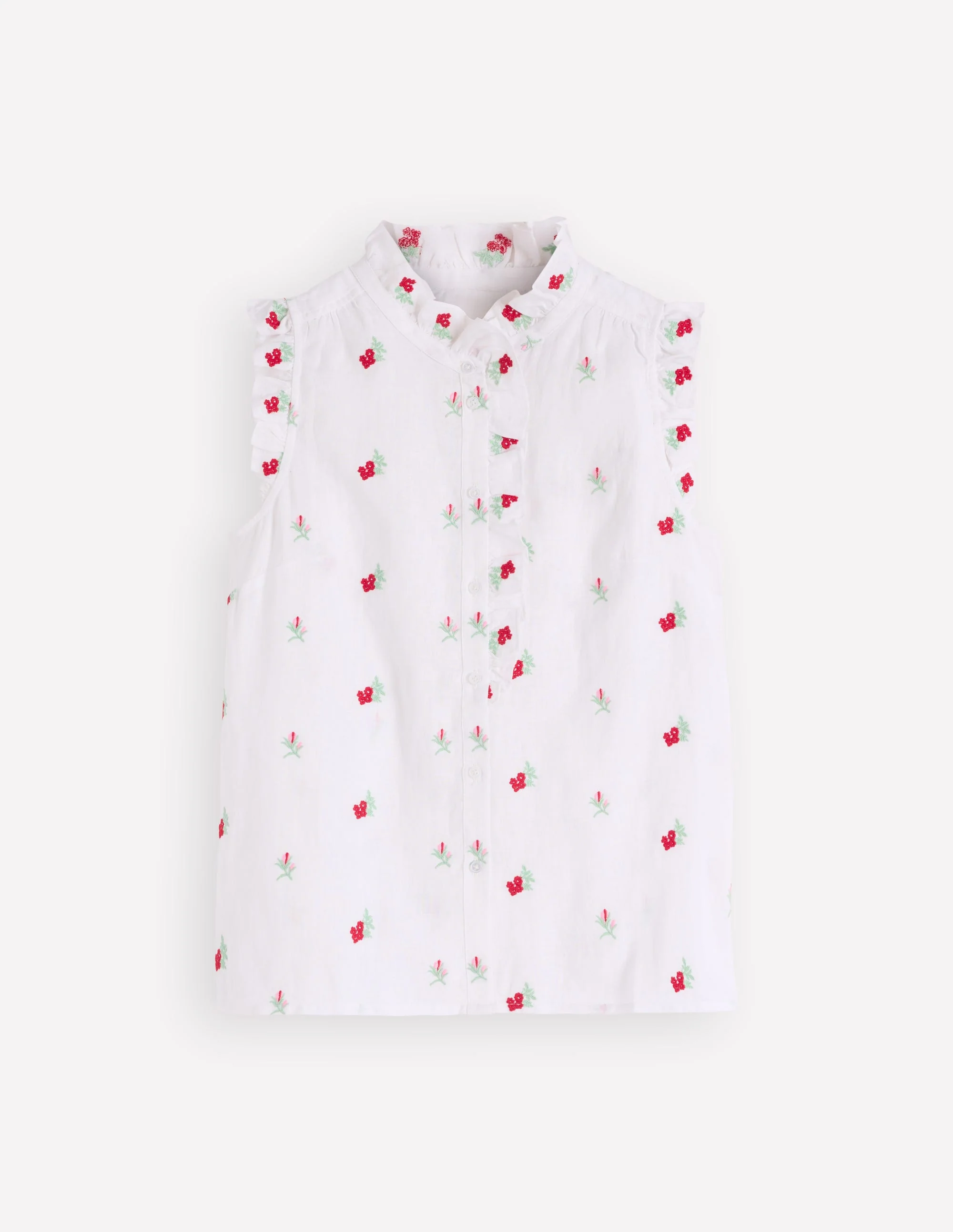 Isabel Sleeveless Linen Top-Floral Embroidery - Image 6