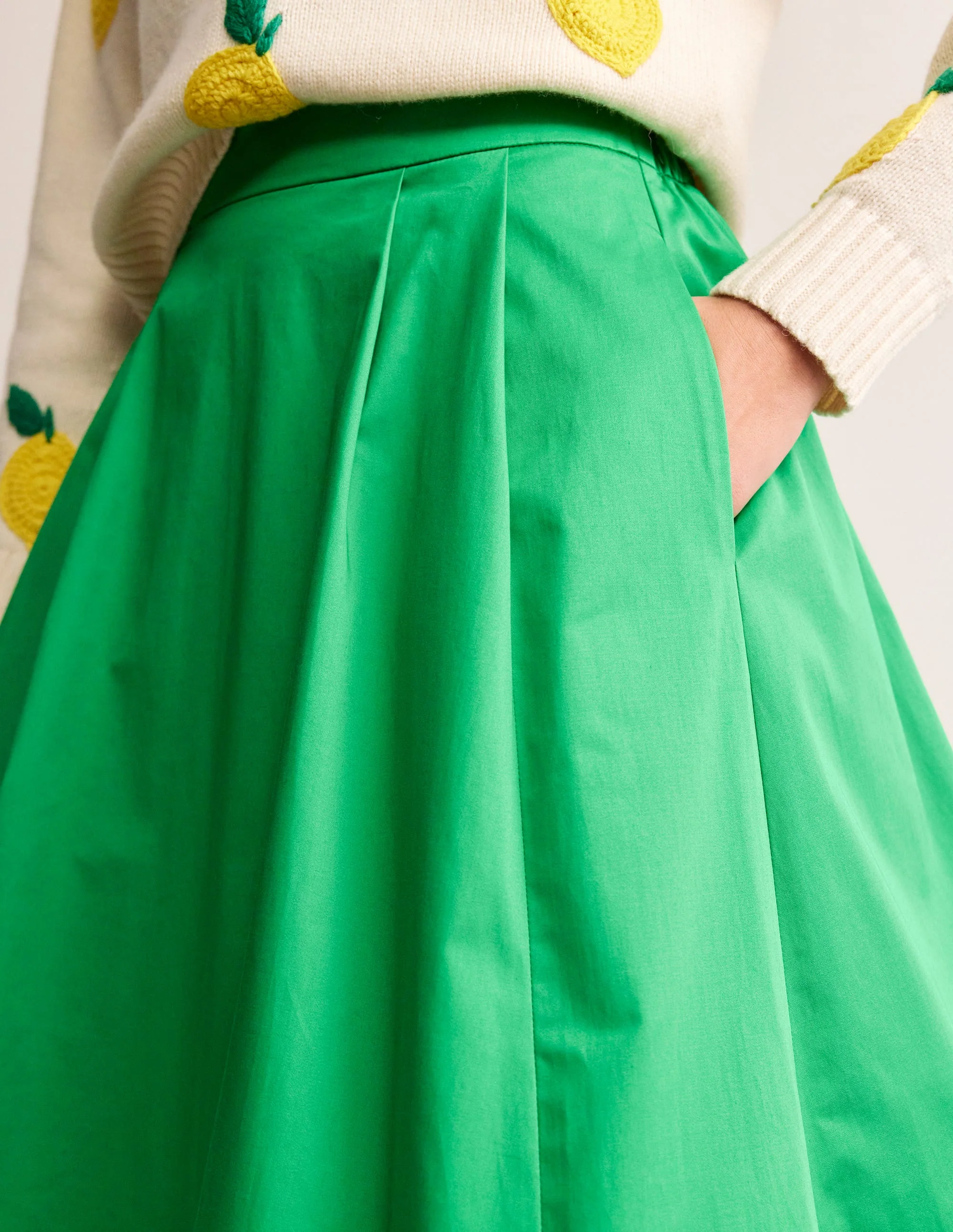 Isabella Cotton Sateen Skirt-Bright Green - Image 2