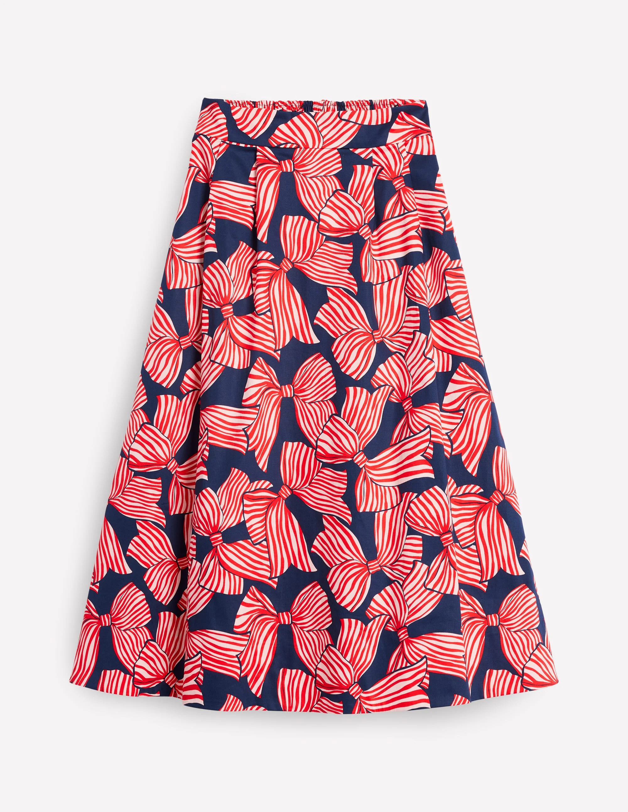 Isabella Cotton Sateen Skirt-French Navy, Bow Scatter - Image 5