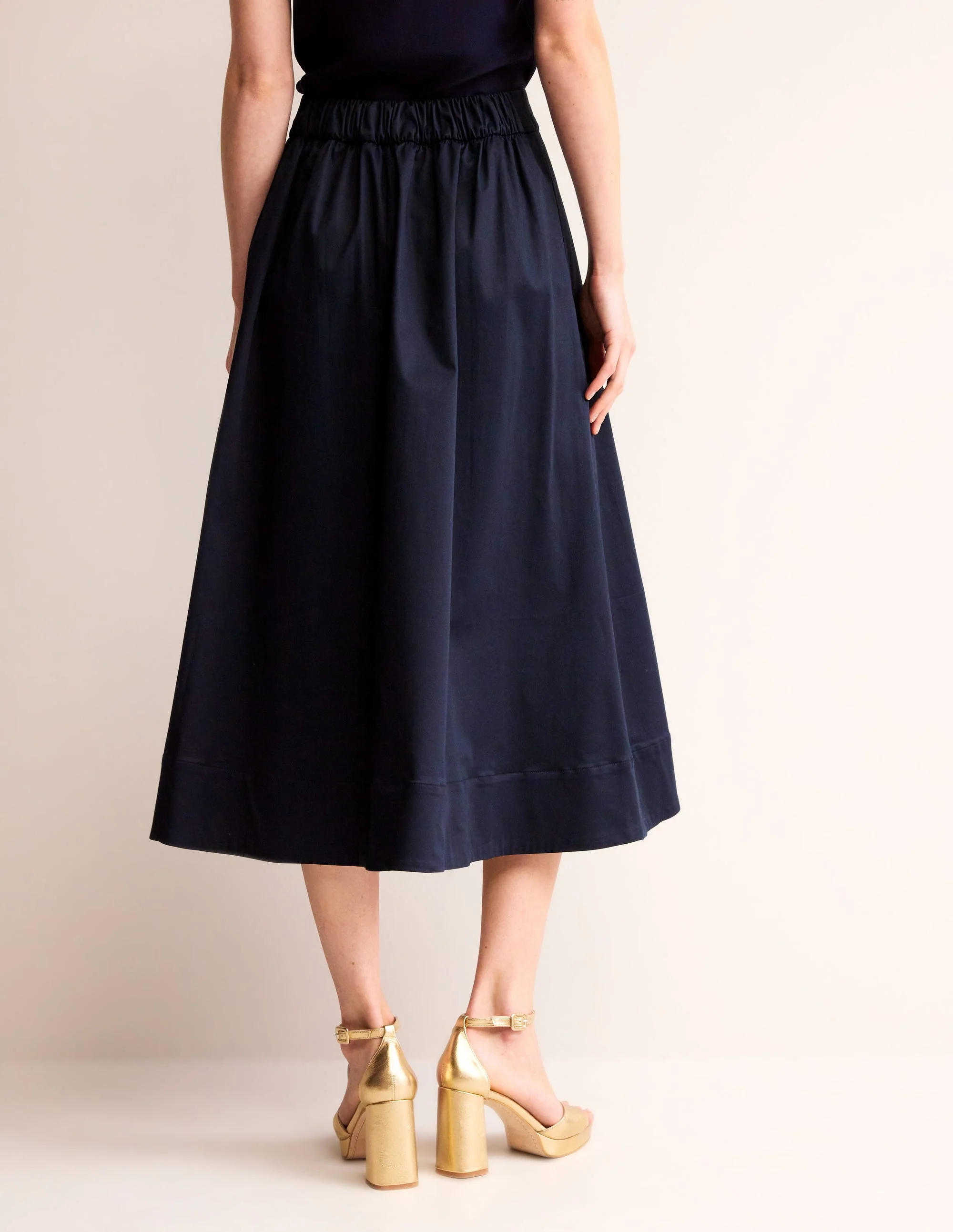 Isabella Cotton Sateen Skirt-Navy - Image 3