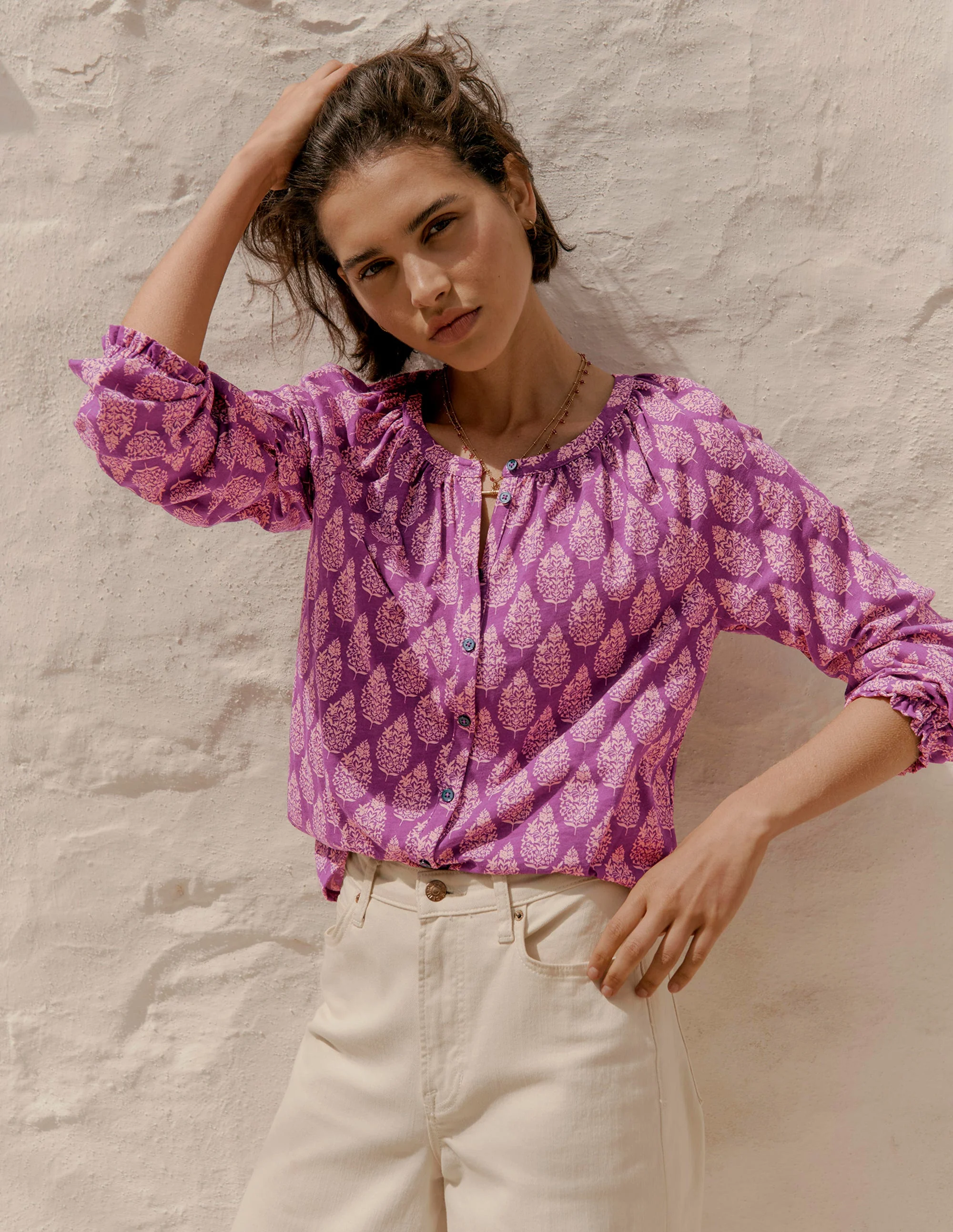 Isla Long Sleeve Jersey Shirt-Purple, Wildflower Bouquet - Image 6