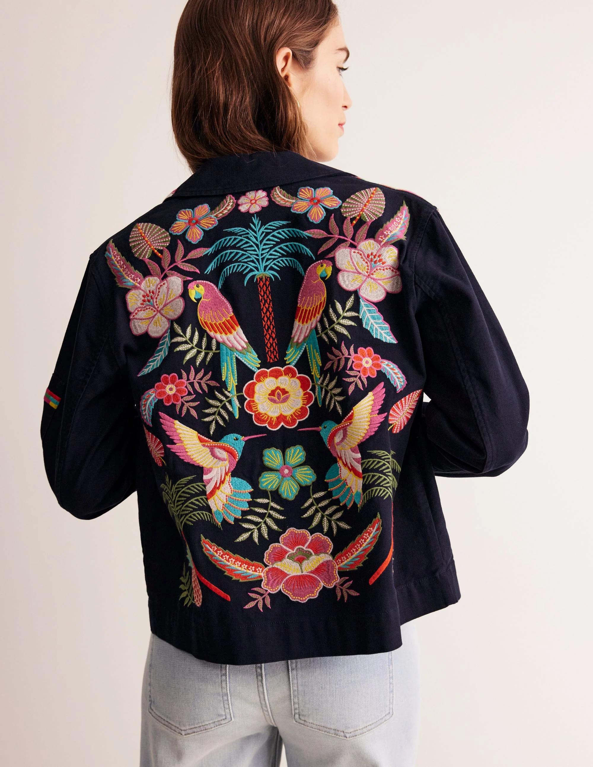 Islington Embroidered Jacket-Navy, Parrot - Image 4