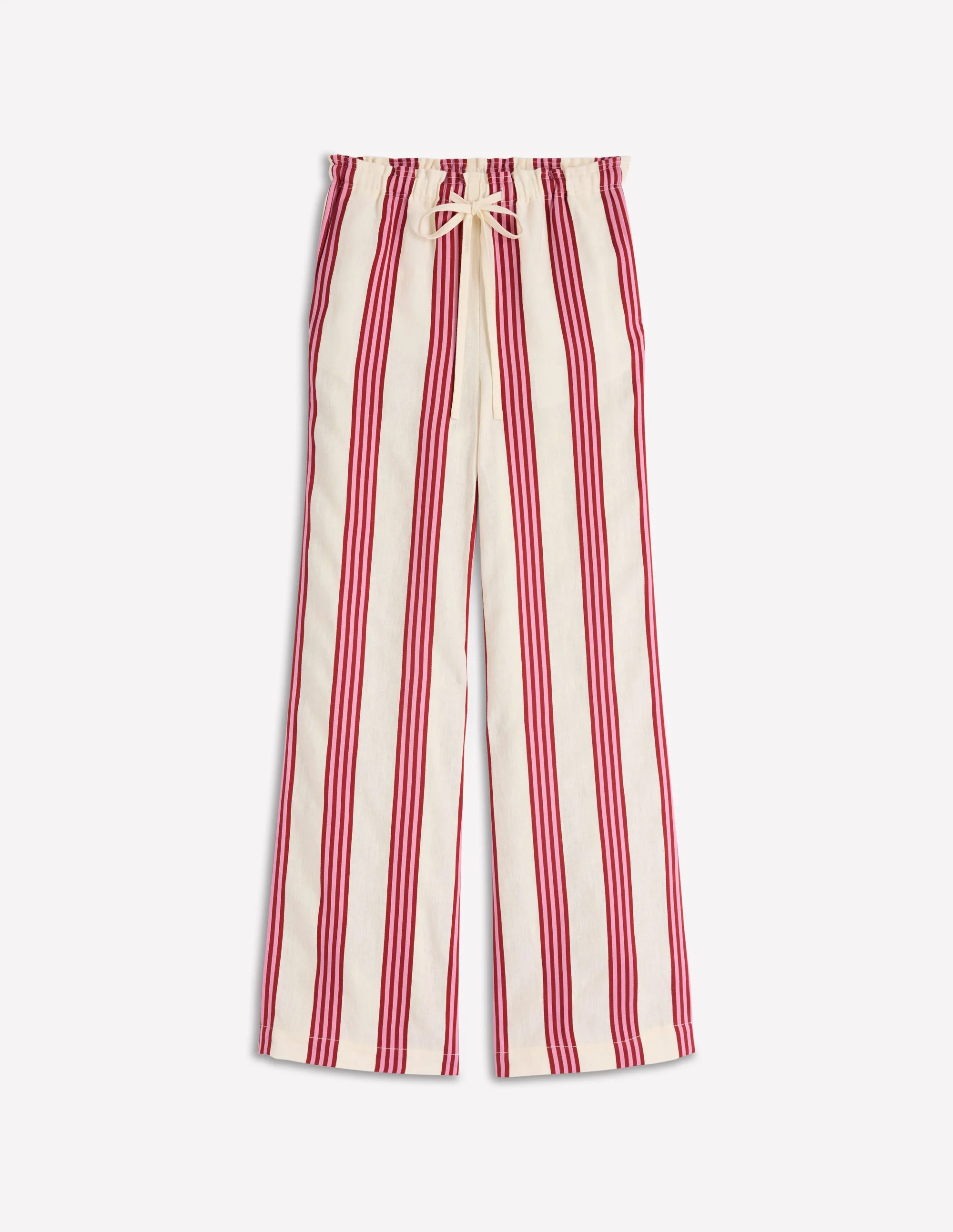 Islington Linen Pants-Ivory, Brown & Pink Stripe - Image 7