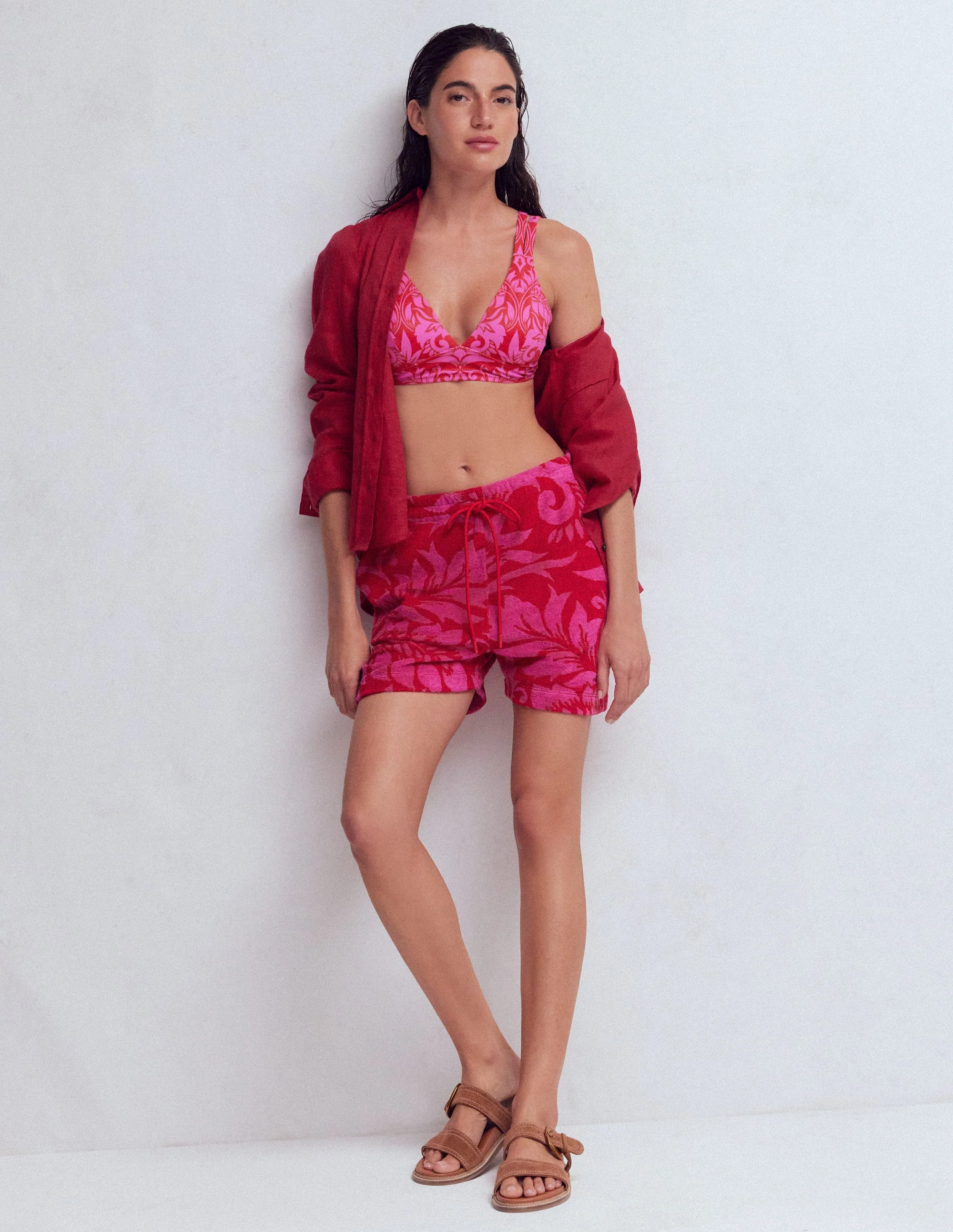 Islington Towelling Shorts-Salsa, Floral