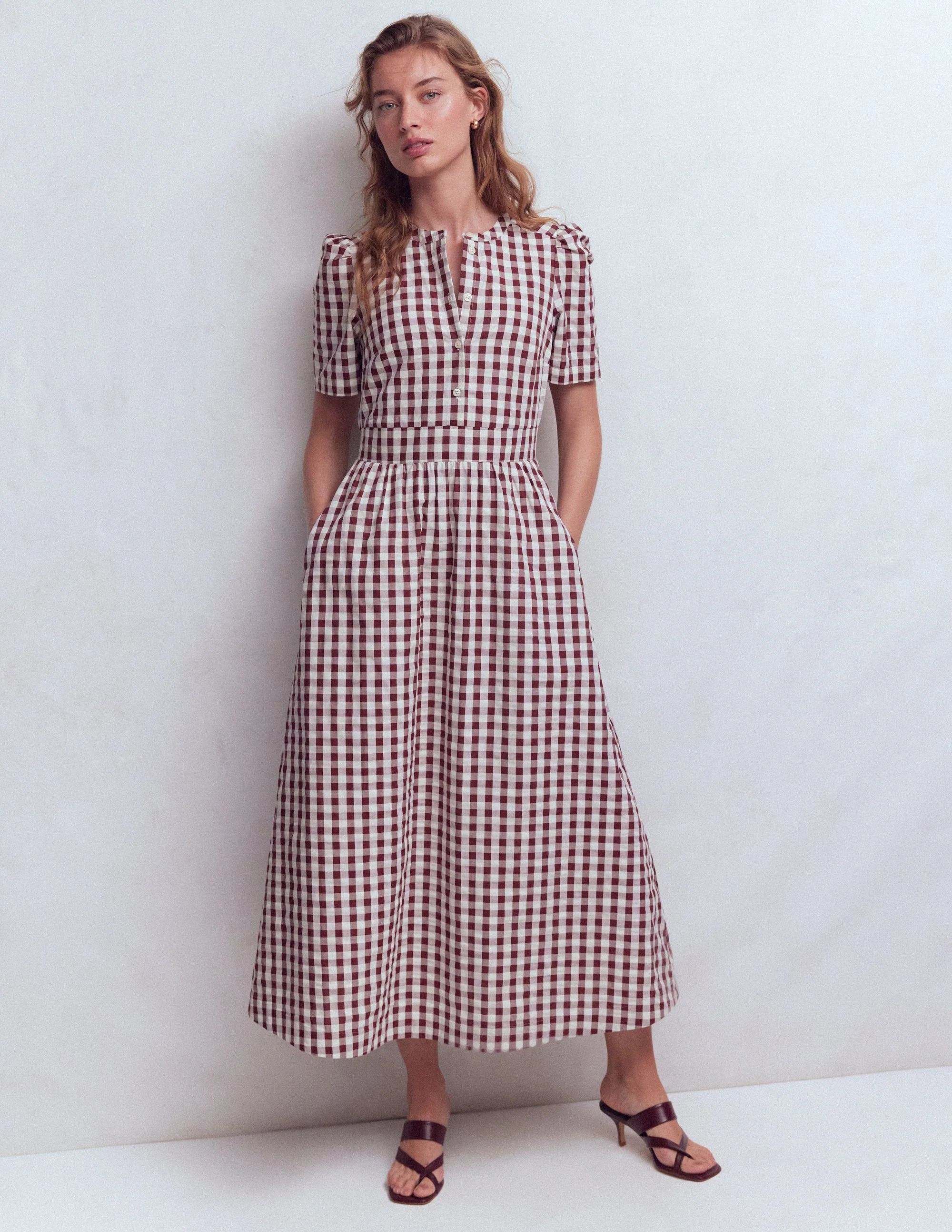 Ivy Cotton Midi Dress-Gingham - Image 4
