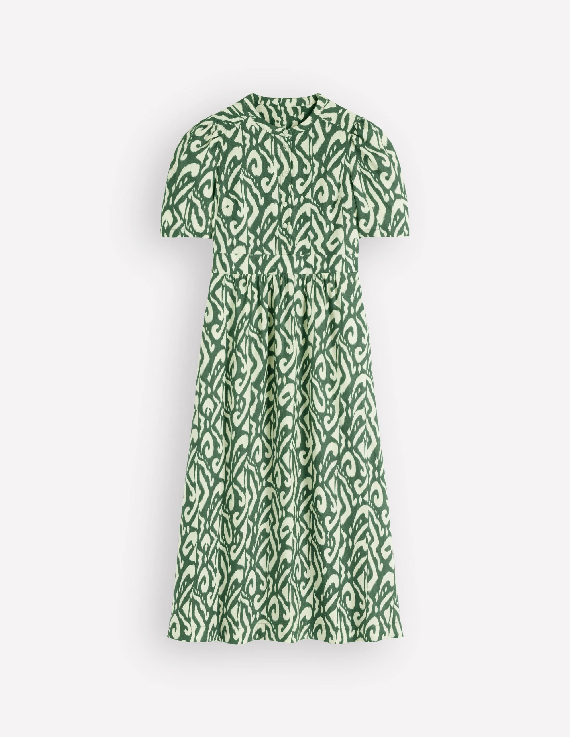 Ivy Linen Midi Dress-Hunter Green Ikat - Image 5