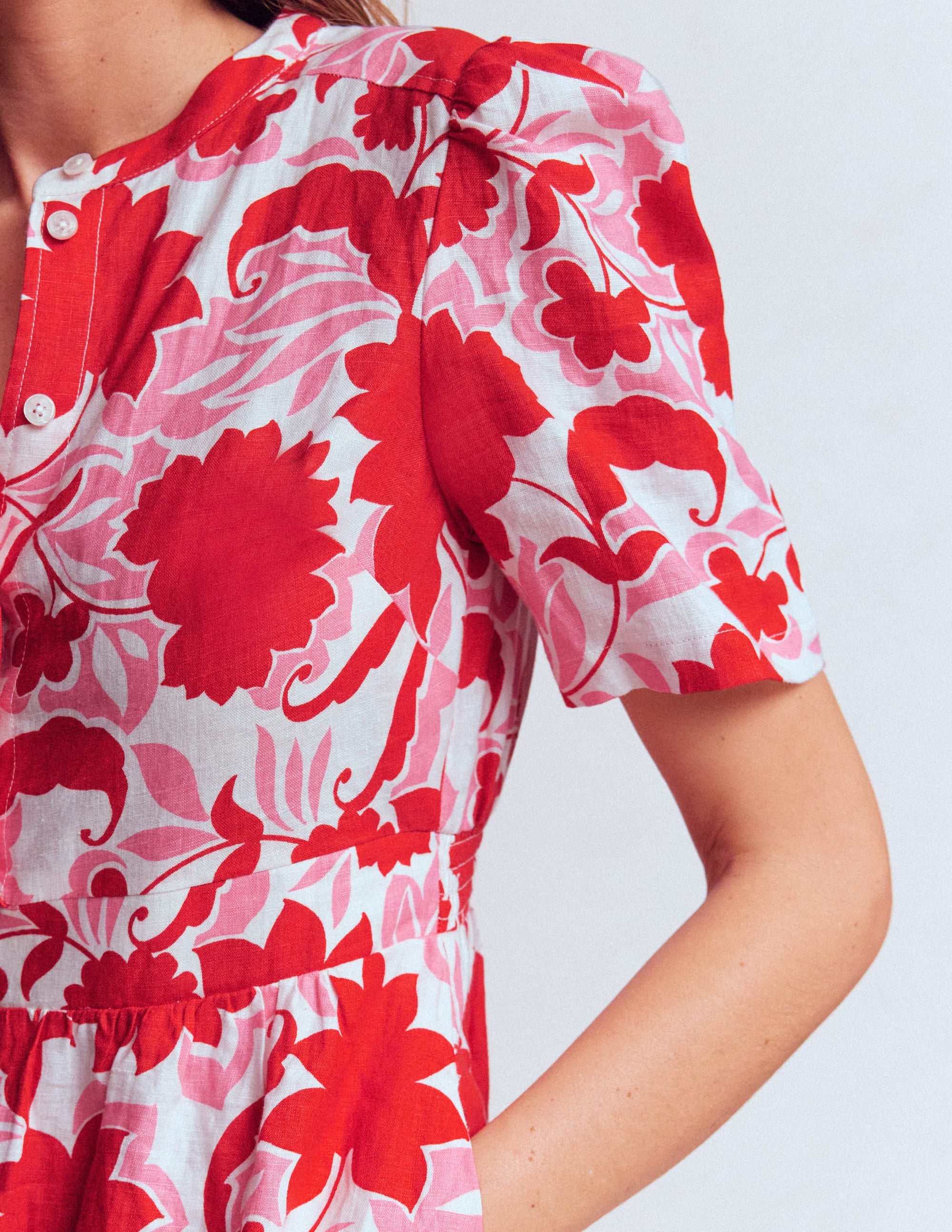 Ivy Linen Midi Dress-Red Shadow Blossom - Image 2