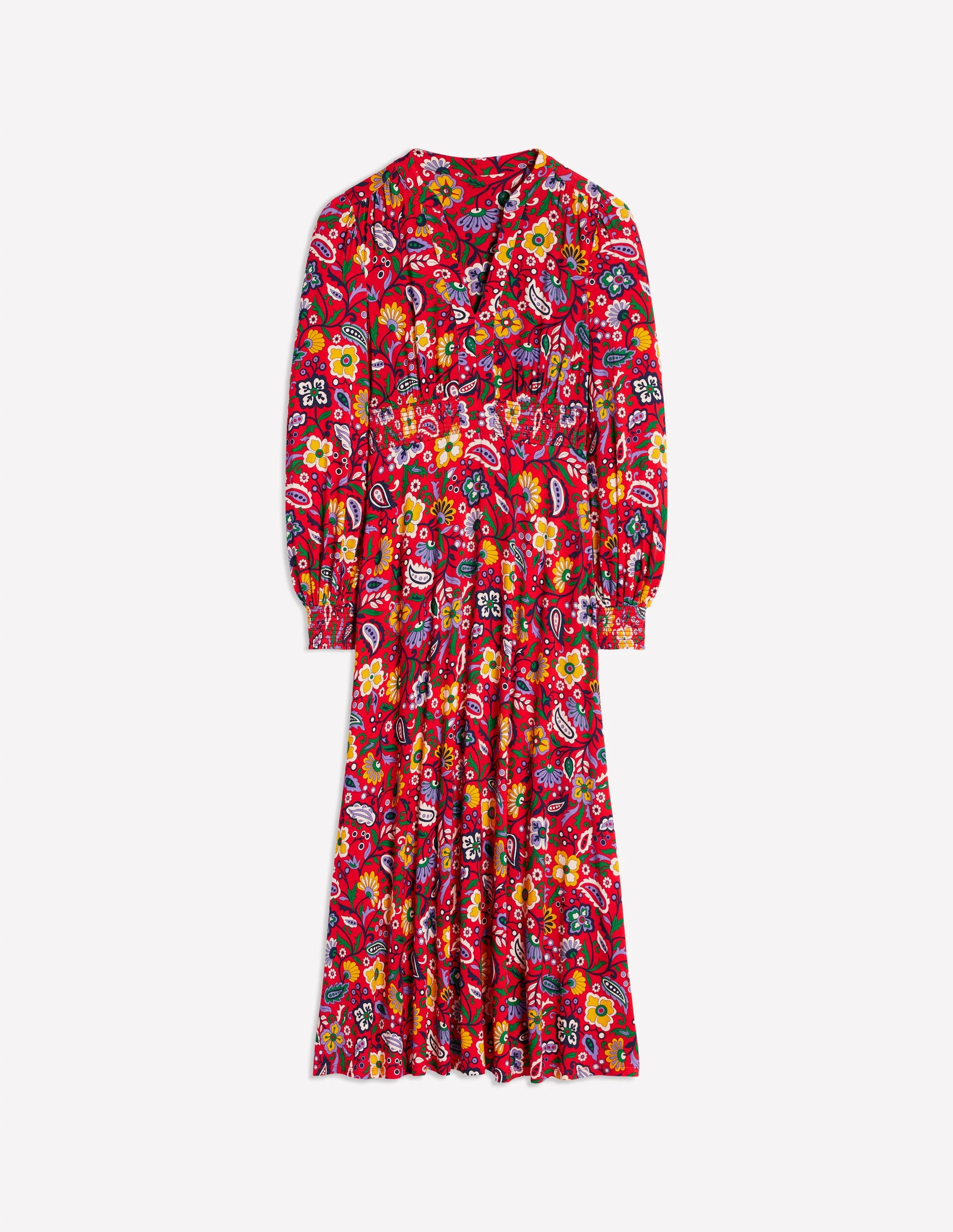 Ivy Smocked Midi Dress-Poppy Red, Oriental Paradise - Image 6