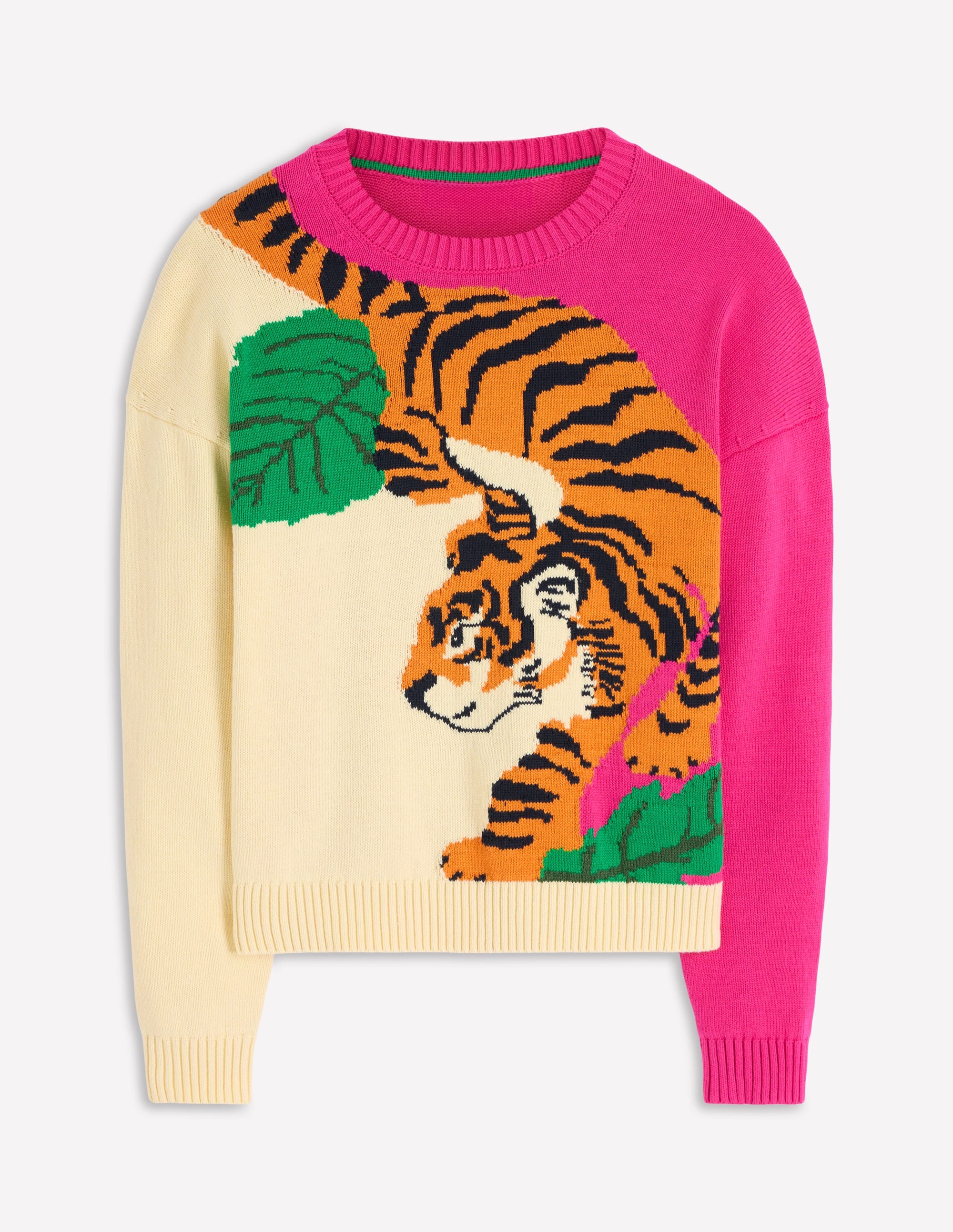 Jacquard Jumper-Warm Ivory and Pink Tiger - Image 7