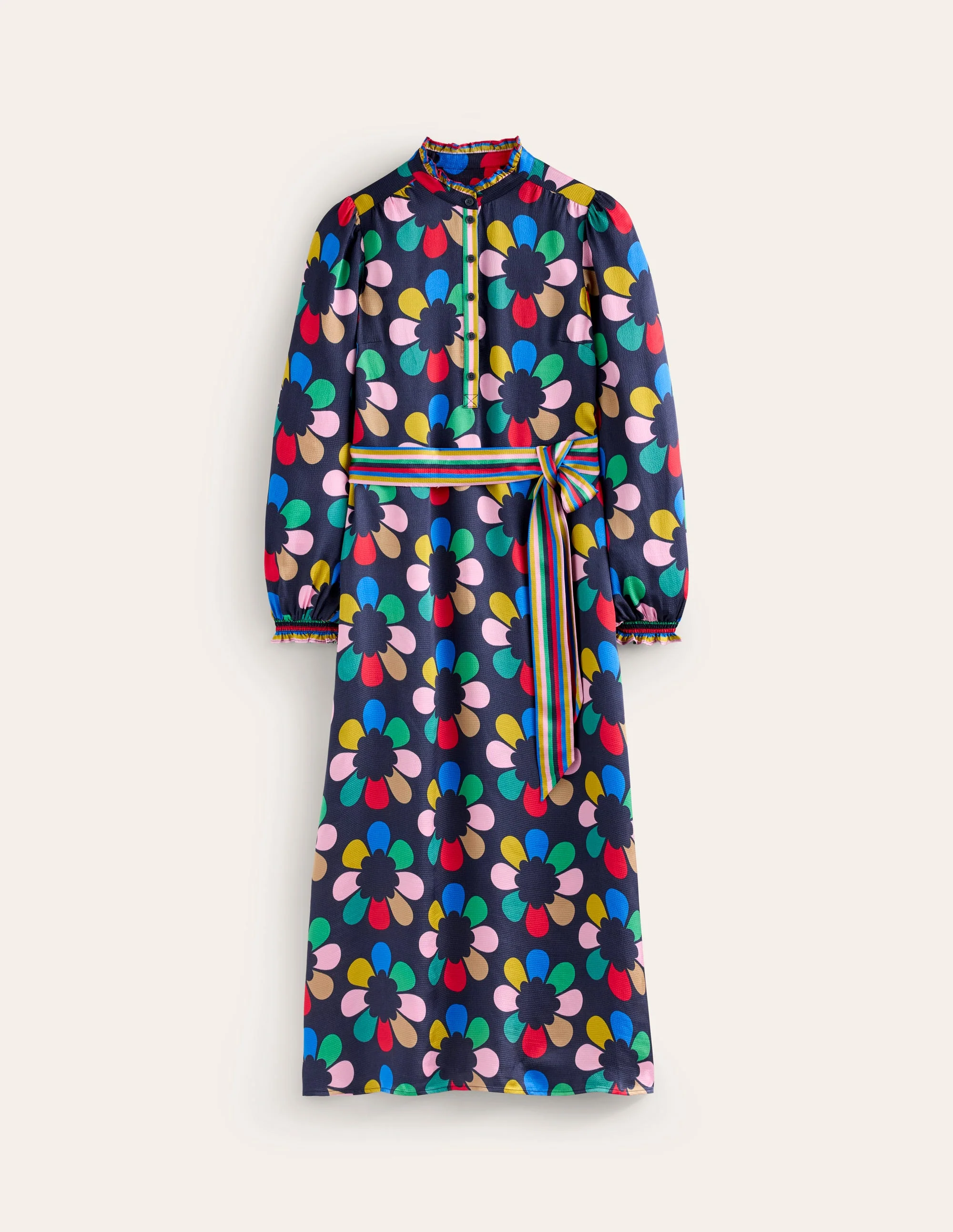Jasmine Satin Midi Dress-Multi, Structured Petal - Image 6