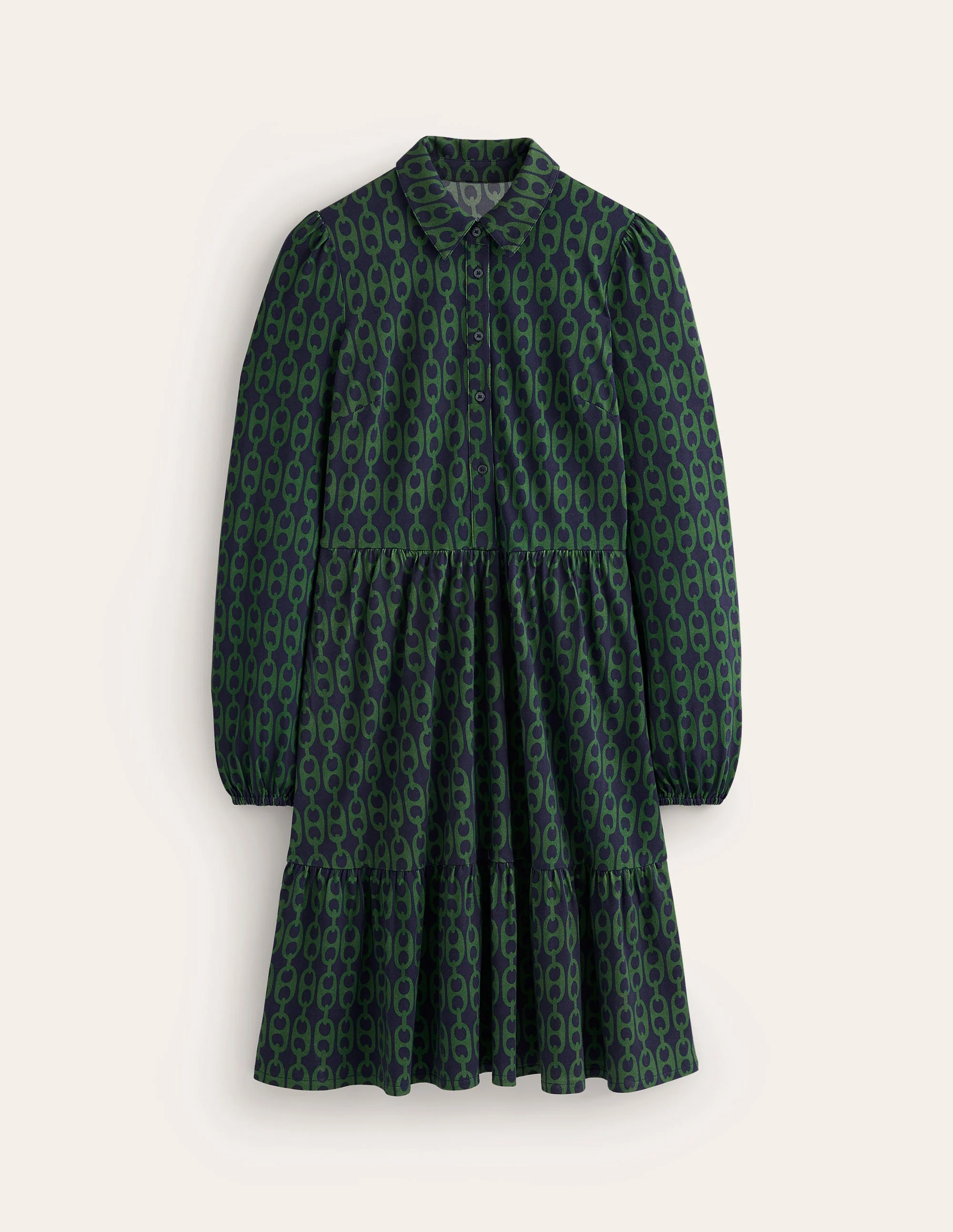 Jemima Tiered Jersey Dress-Pine, Geo Chain - Image 5