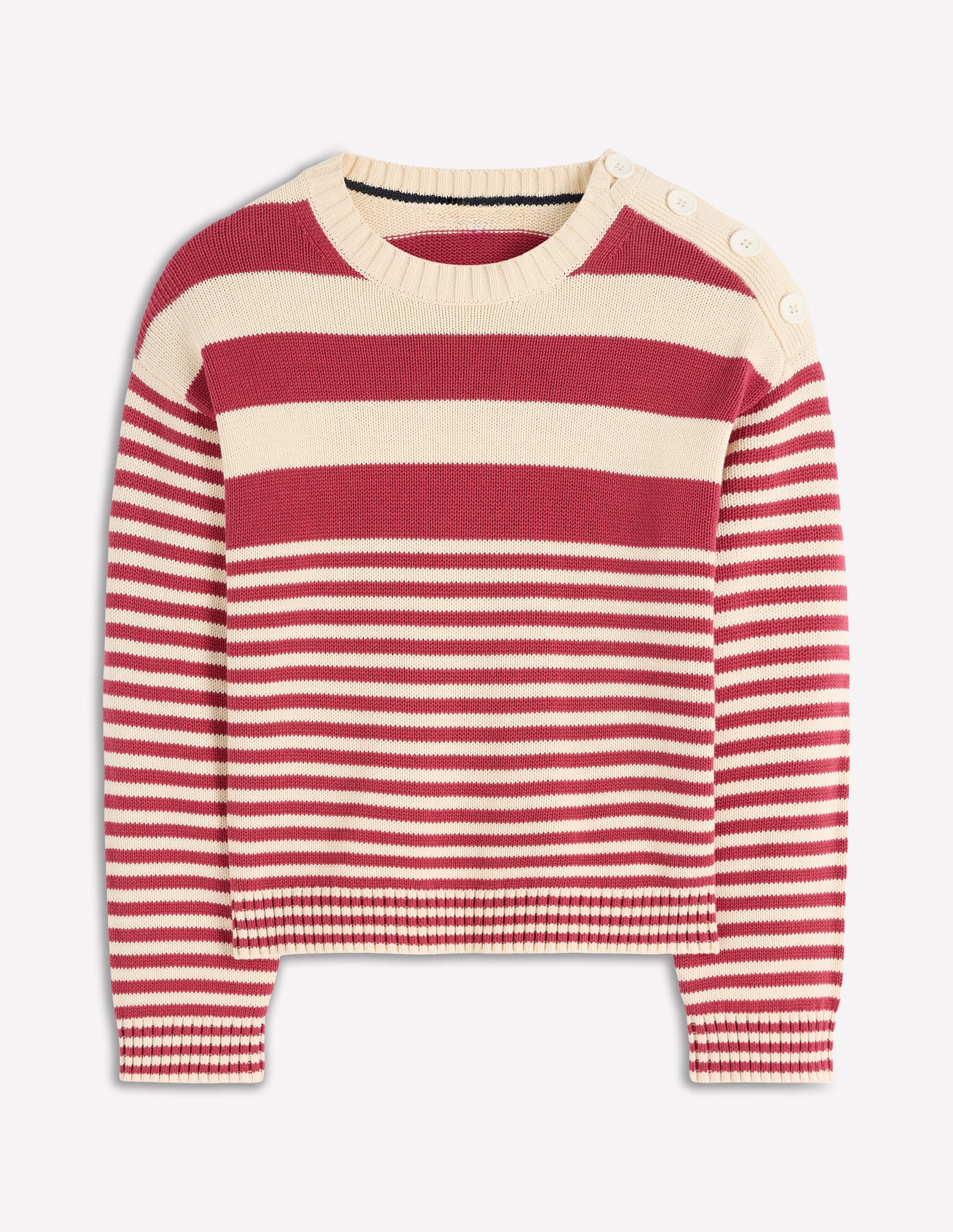 Jemma Chunky Cotton Sweater-Warm Ivory/ Terracotta - Image 6