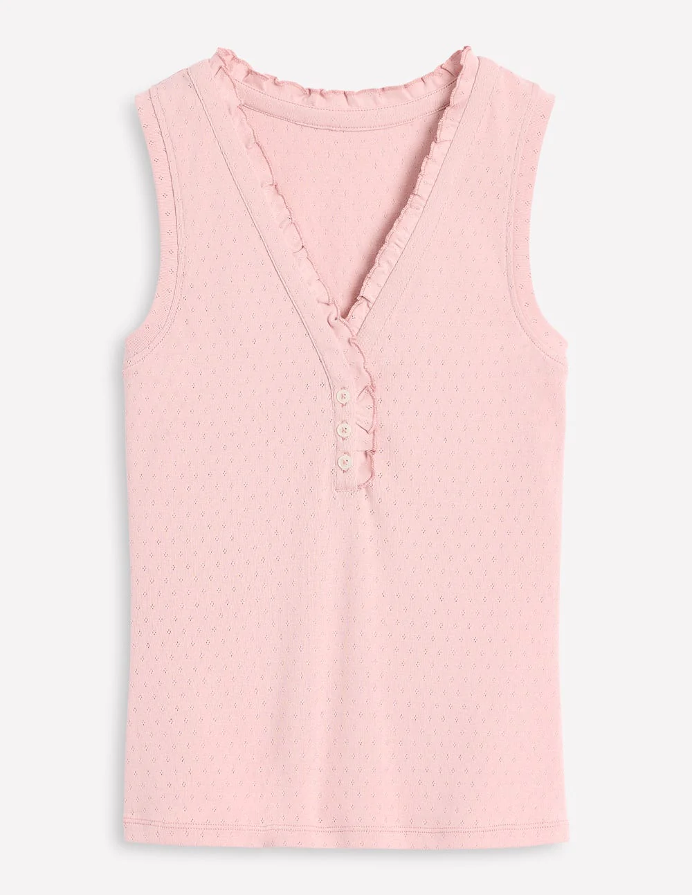 Jersey Henley Pajama Vest-Light Pink Marl - Image 5