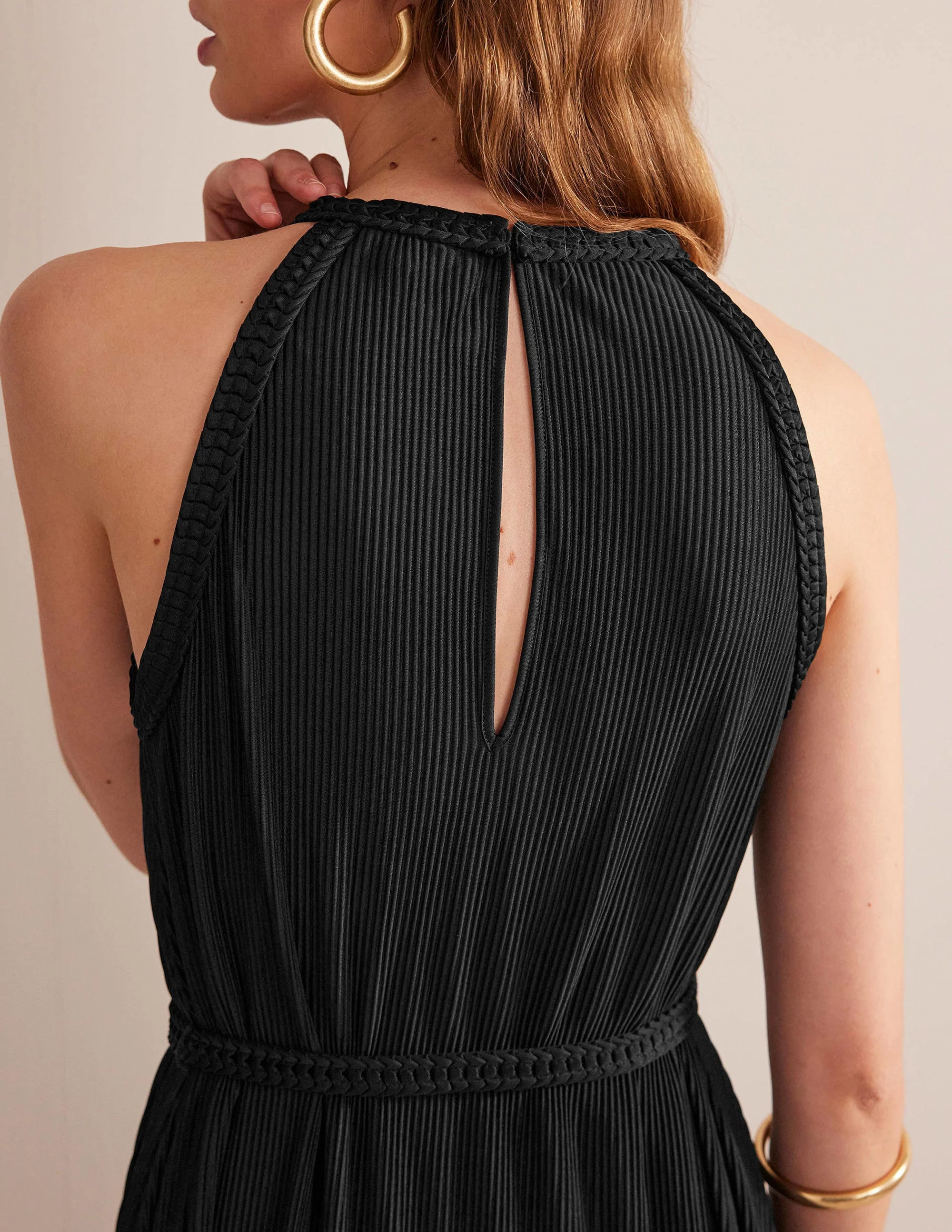 Jersey Plisse Maxi Dress-Black - Image 2