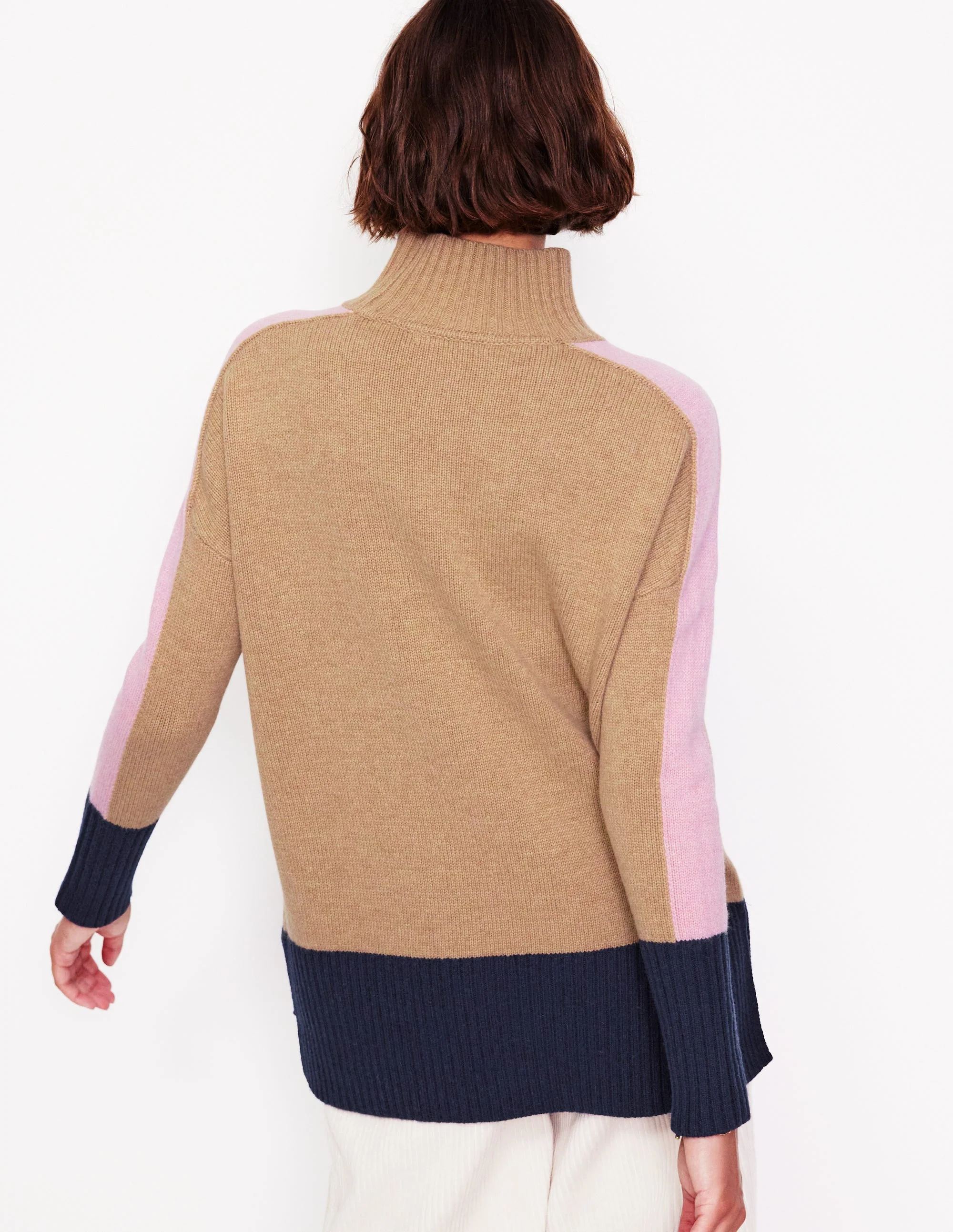 Jessica Oversized Sweater-Camel Melange, Colour Block - Image 3