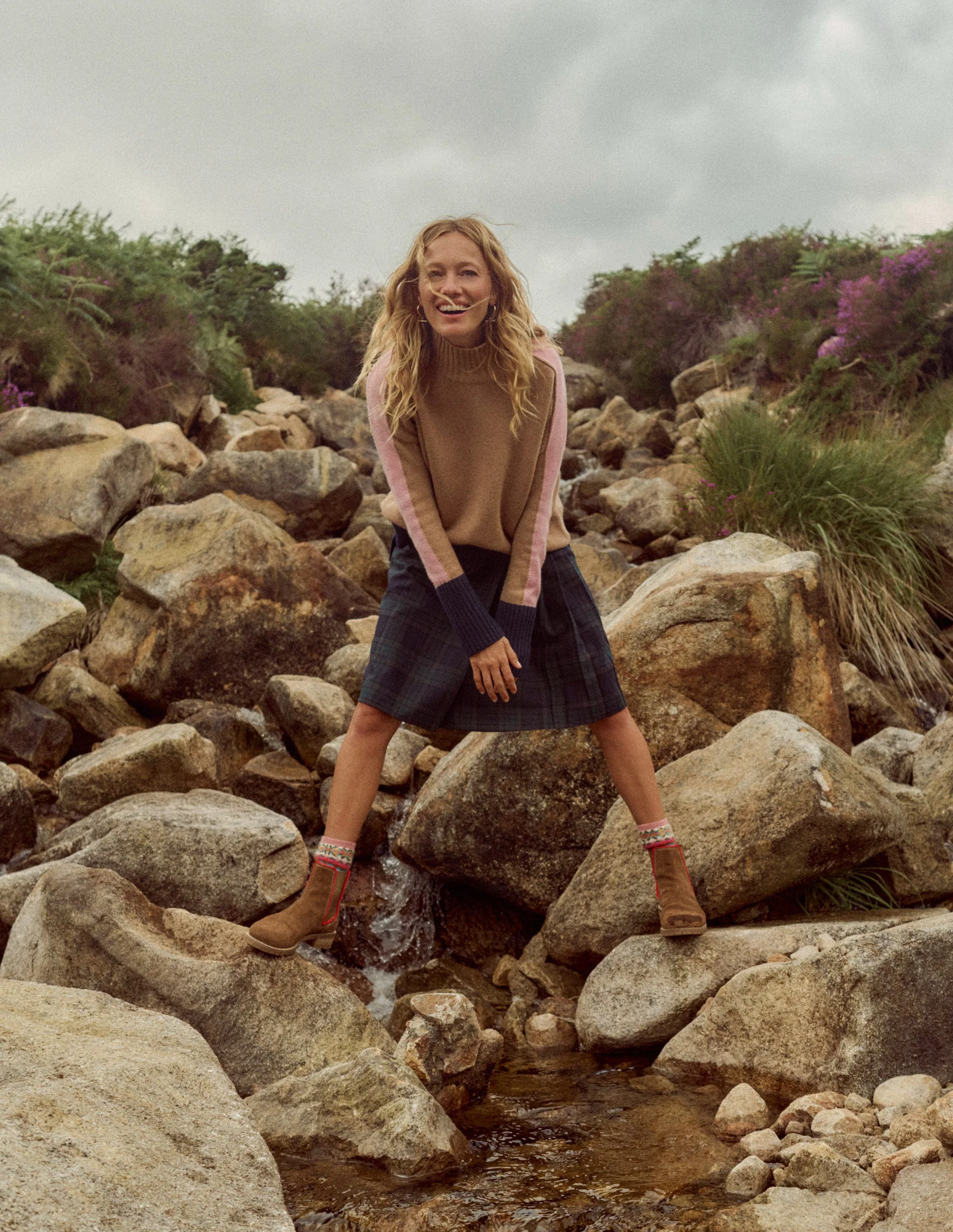 Jessica Oversized Sweater-Camel Melange, Colour Block - Image 5