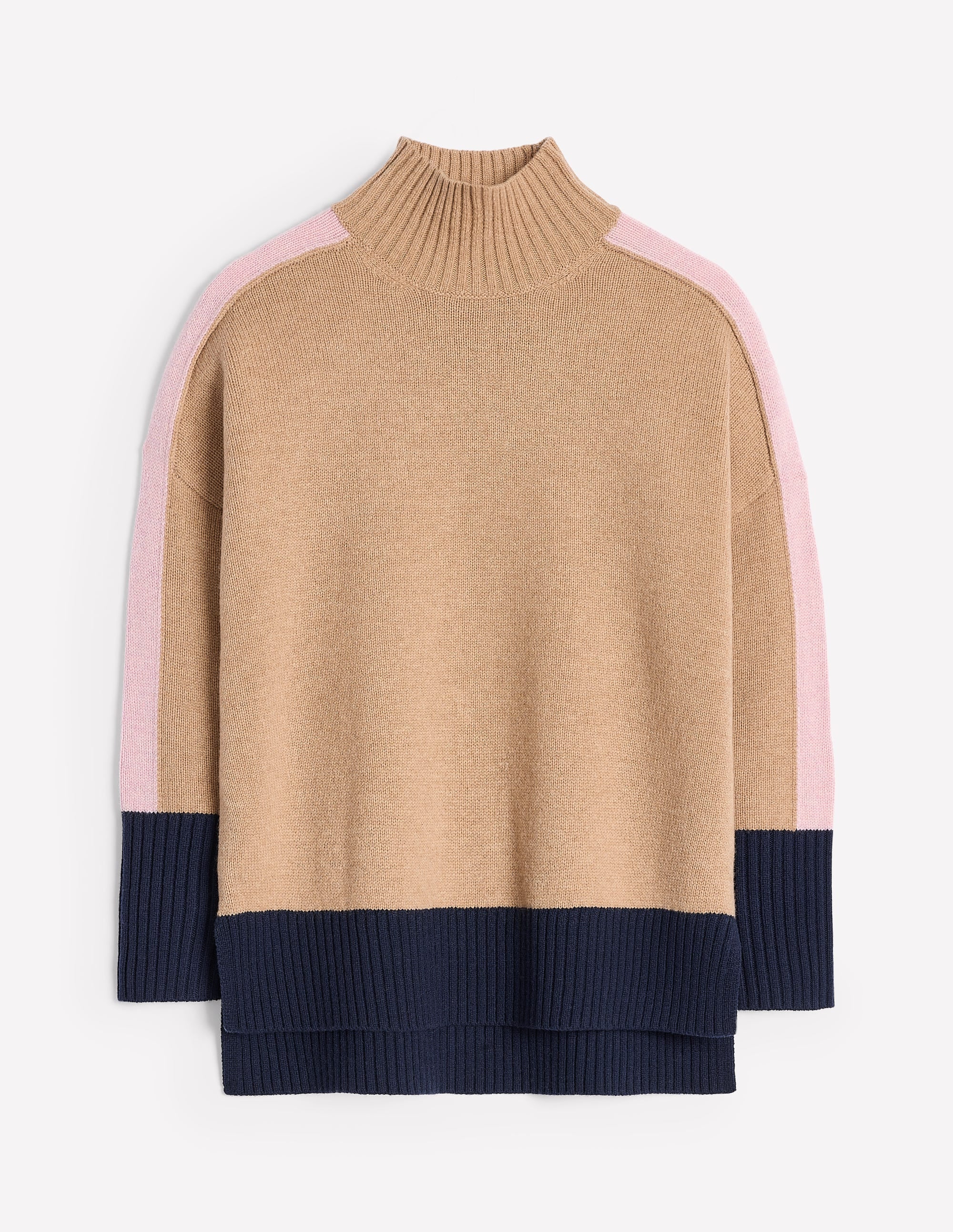 Jessica Oversized Sweater-Camel Melange, Colour Block - Image 6