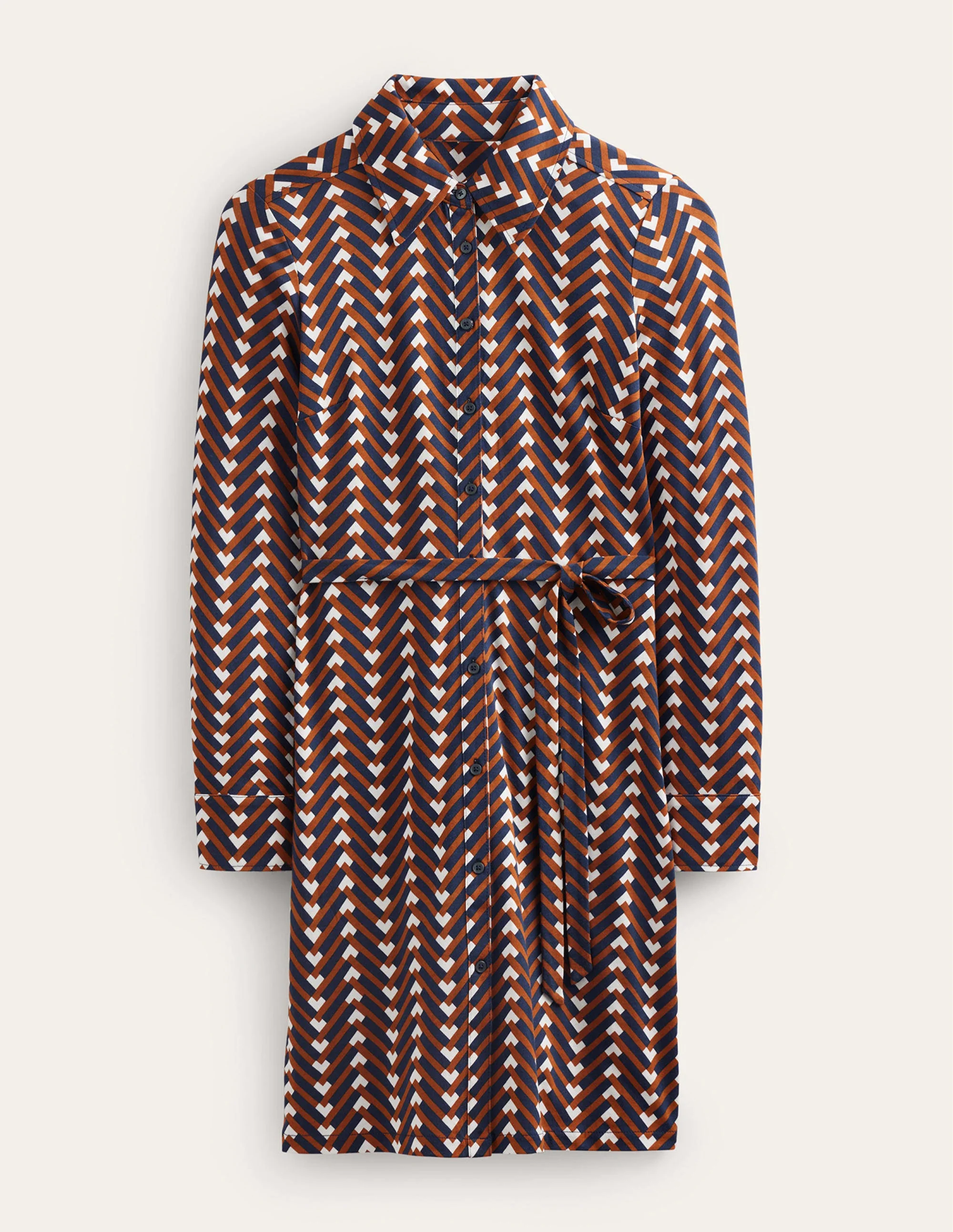 Jessie Jersey Shirt Dress-Pumpkin, Chevron Geo - Image 6