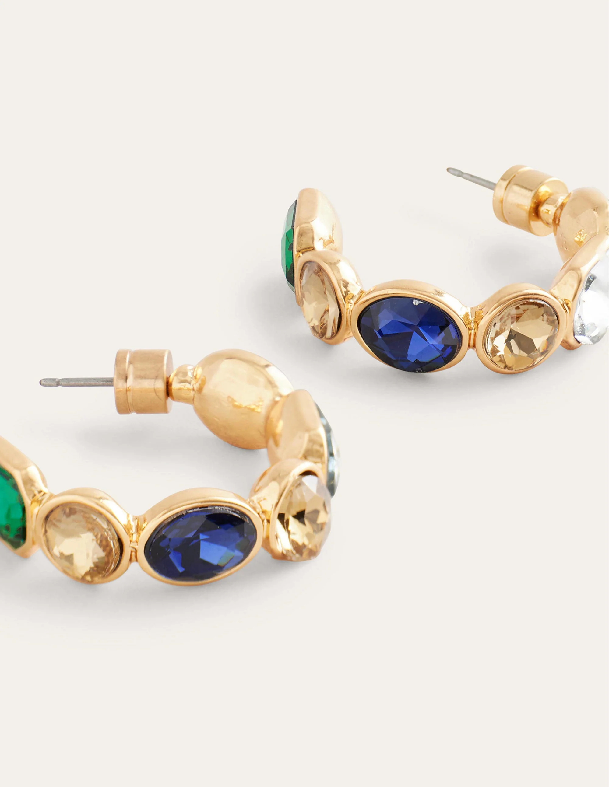 Jewelled Hoop Earrings-Blue Multi - Image 3
