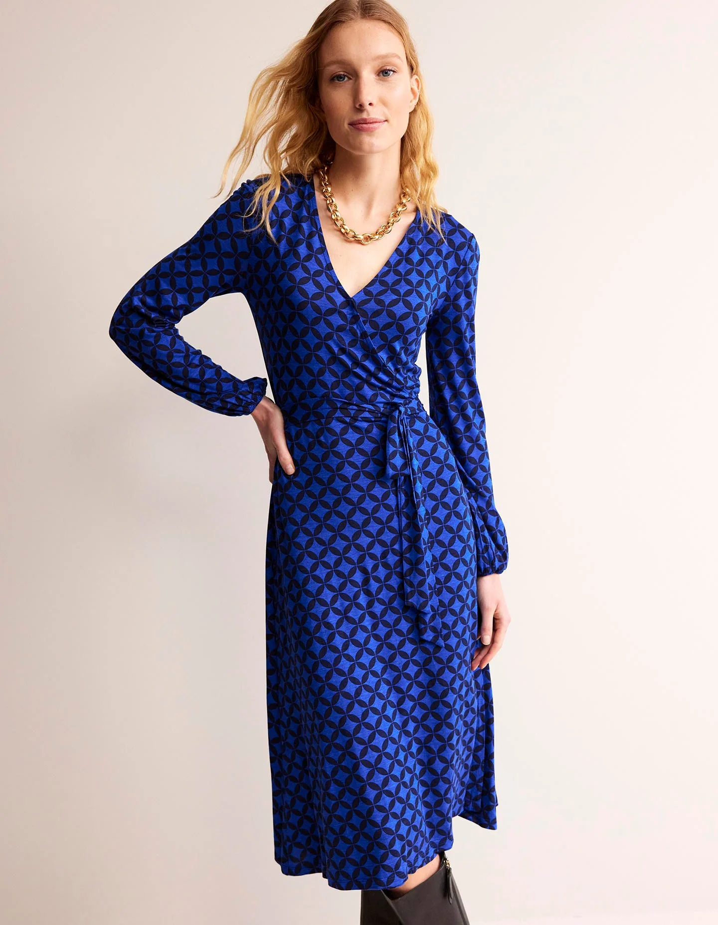 Joanna Jersey Midi Wrap Dress-Surf the Web, Diamond Terrace - Image 4