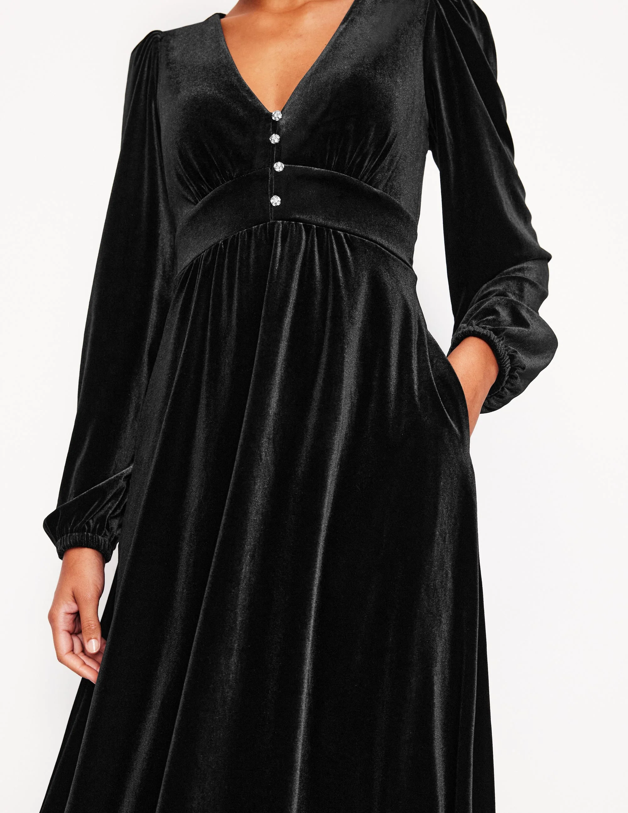 Jocelyn Velvet Tea Dress-Black - Image 2