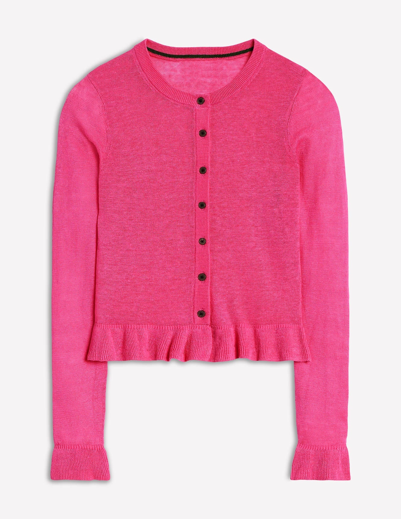 Josie Cropped Linen Cardigan-Sorbet Pink - Image 5