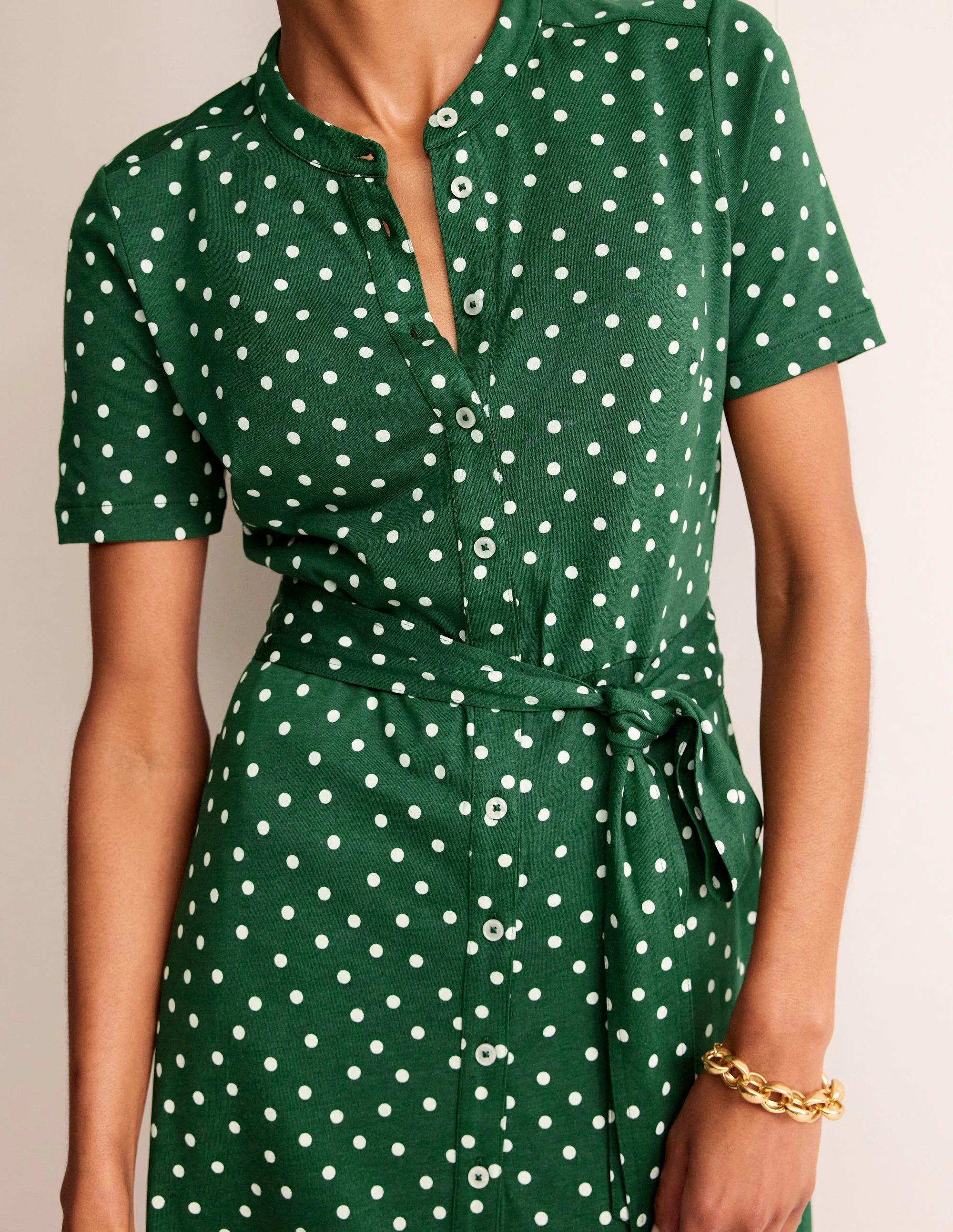 Julia Short Sleeve Shirt Dress-Green, Scattered Brand Spot - Image 2