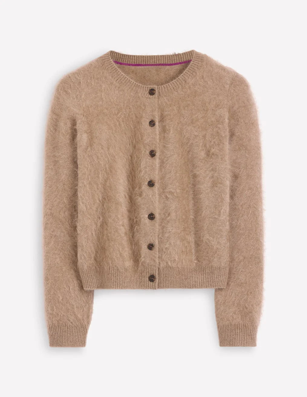Kat Brushed Cashmere Cardigan-Dark Mink Melange - Image 7