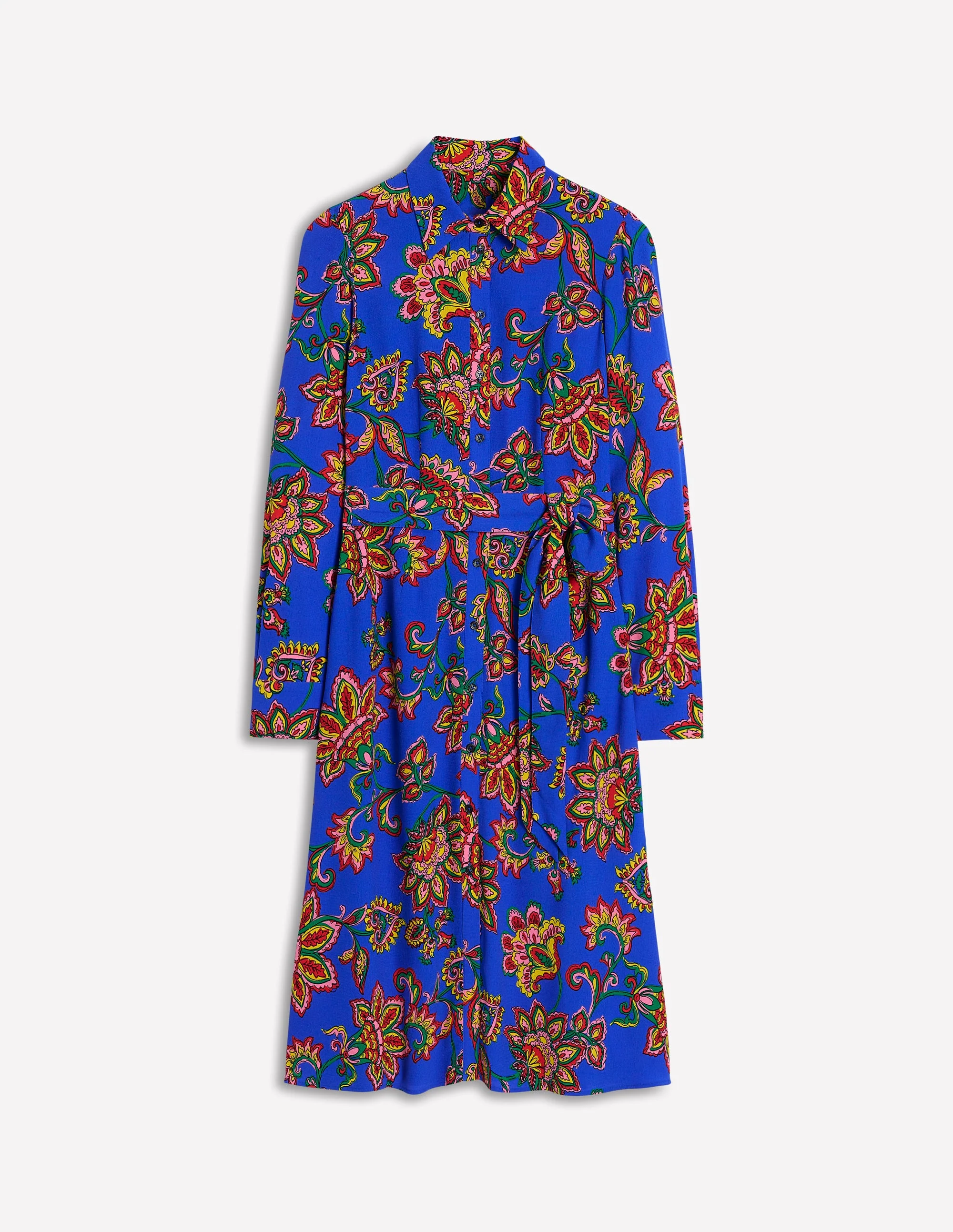 Kate Midi Shirt Dress-Gallery Blue, Whimsical Vine - Image 5