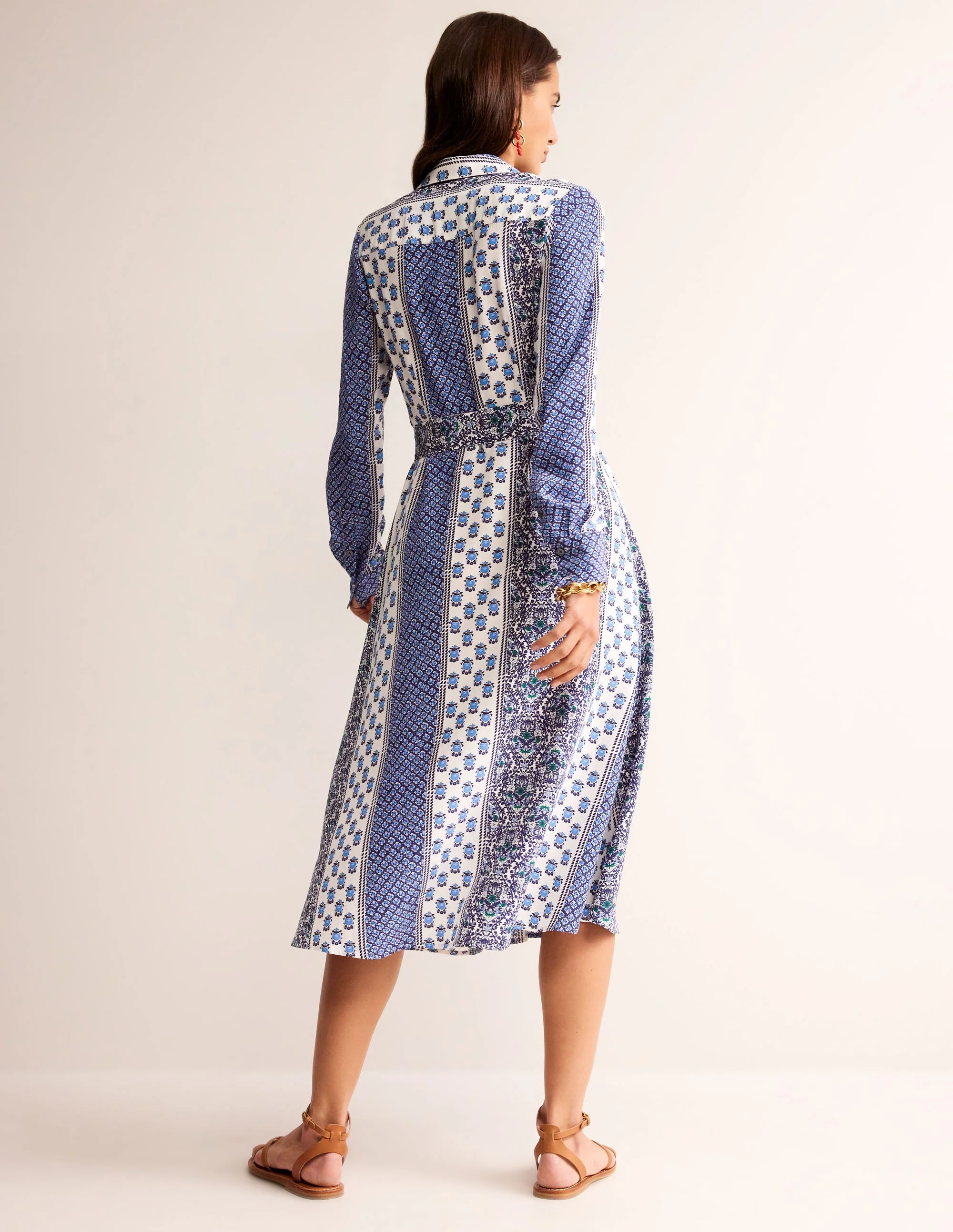Kate Midi Shirt Dress-Prussian Blue, Dainty Floret - Image 3