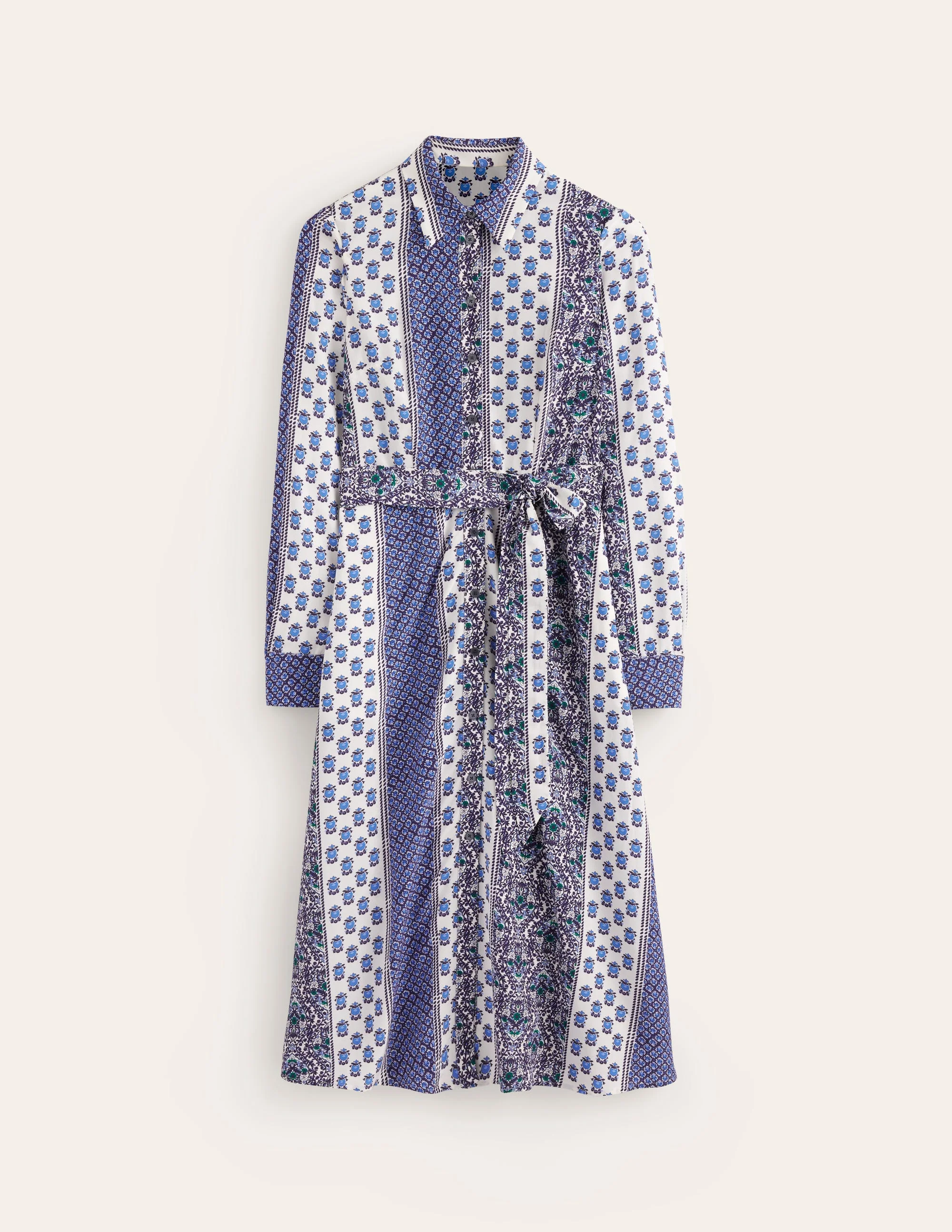 Kate Midi Shirt Dress-Prussian Blue, Dainty Floret - Image 5