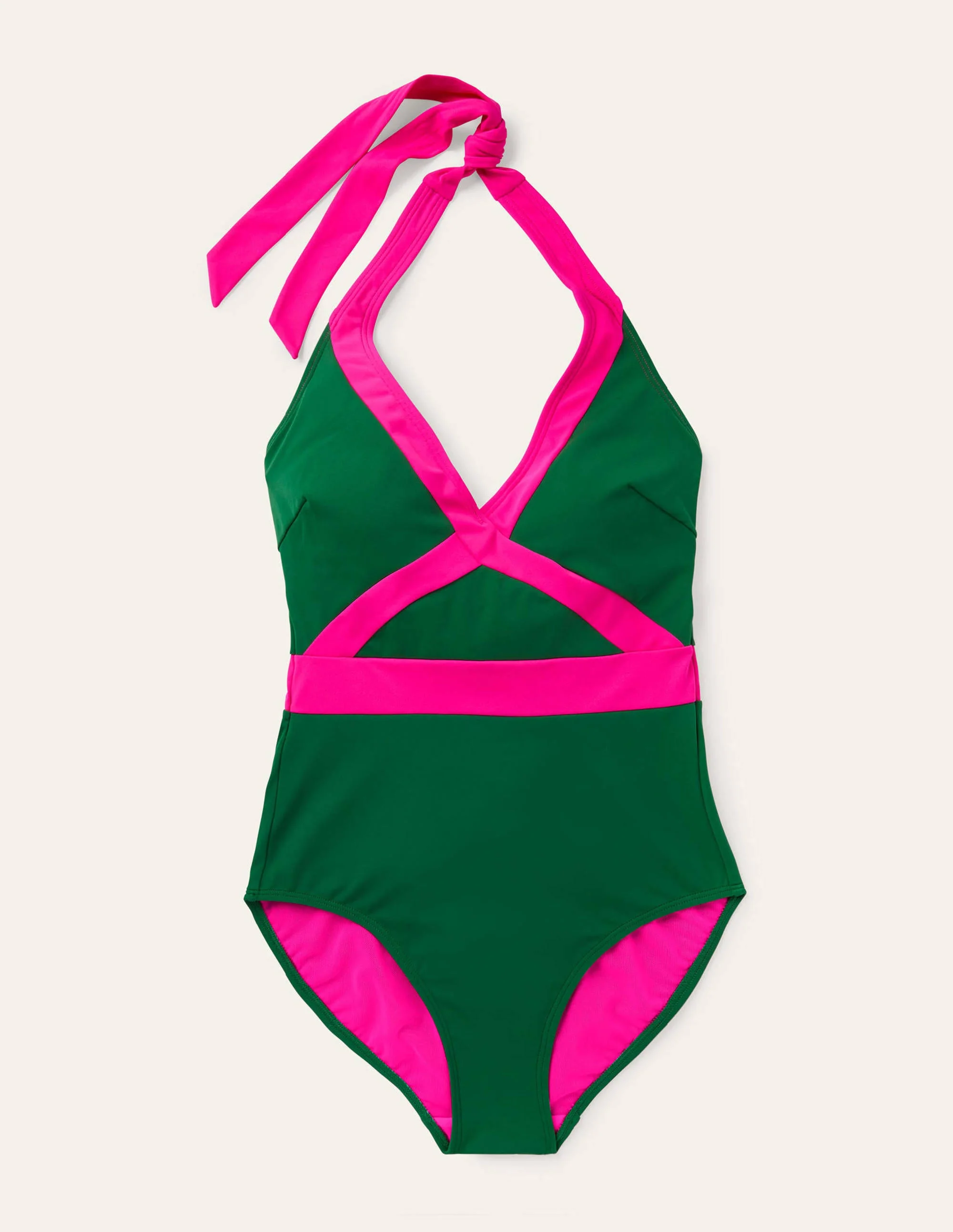 Kefalonia Halterneck Swimsuit-Verde Colourblock - Image 5