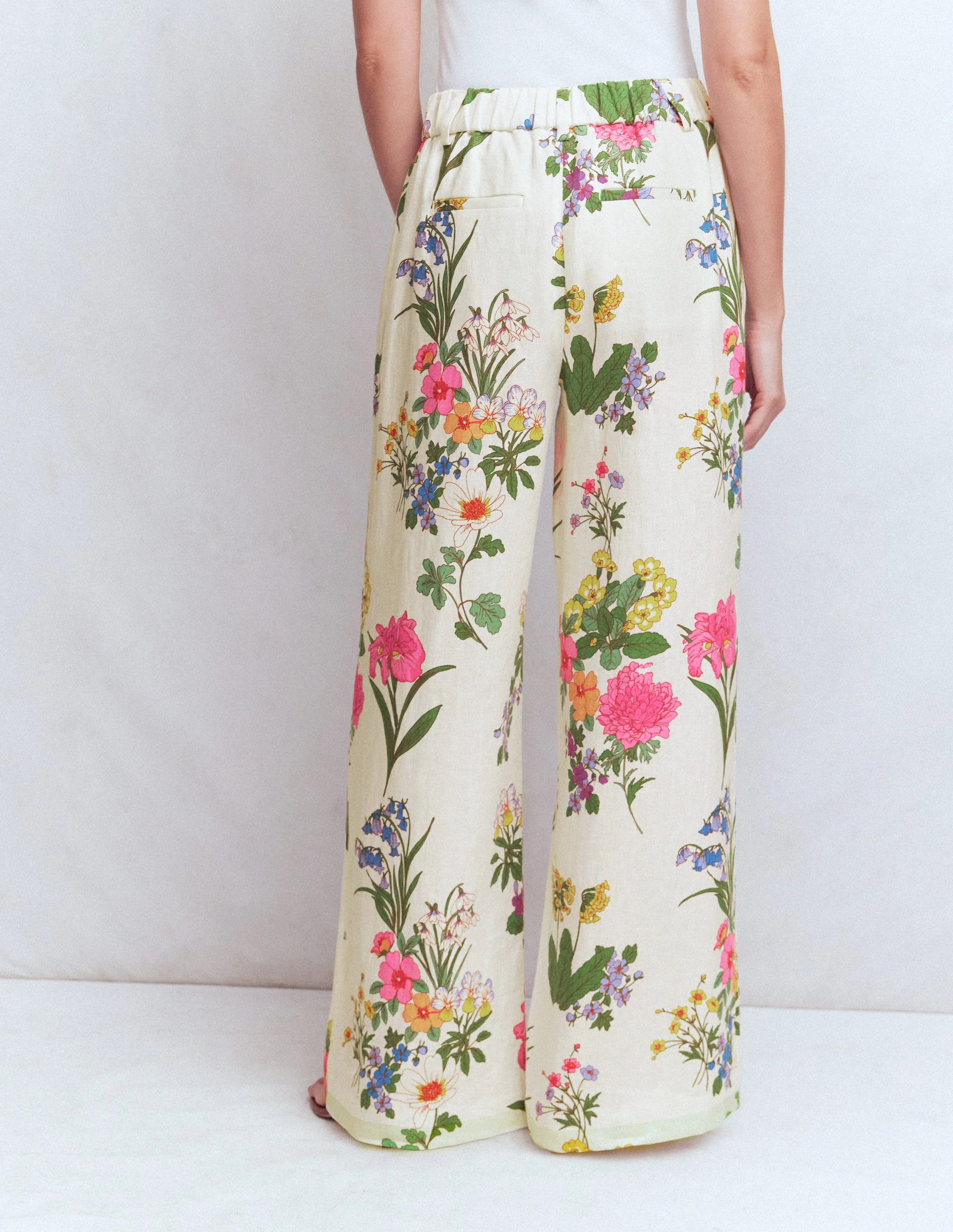 Kensington Linen Pants-Ivory, Delicate Blossom - Image 3