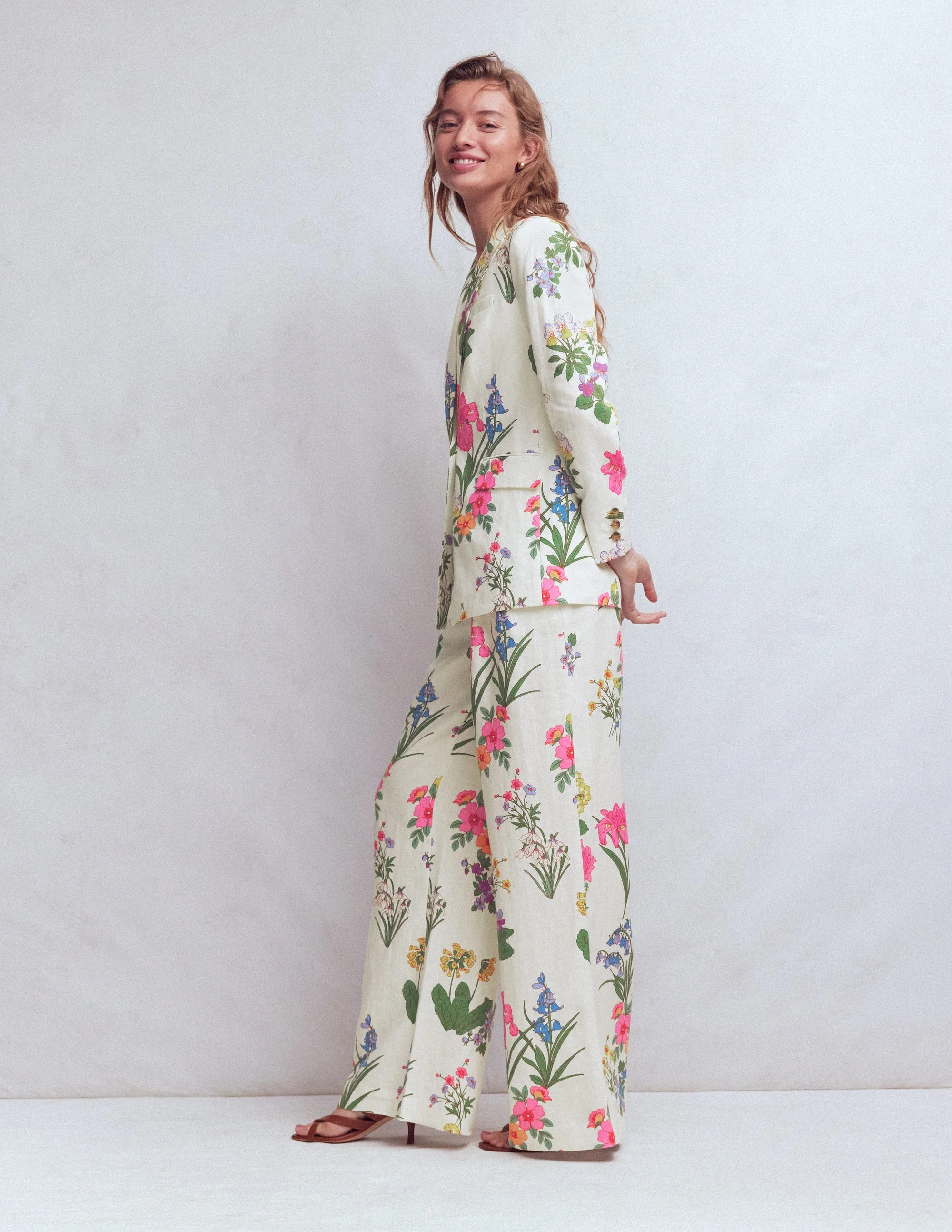 Kensington Linen Pants-Ivory, Delicate Blossom - Image 4