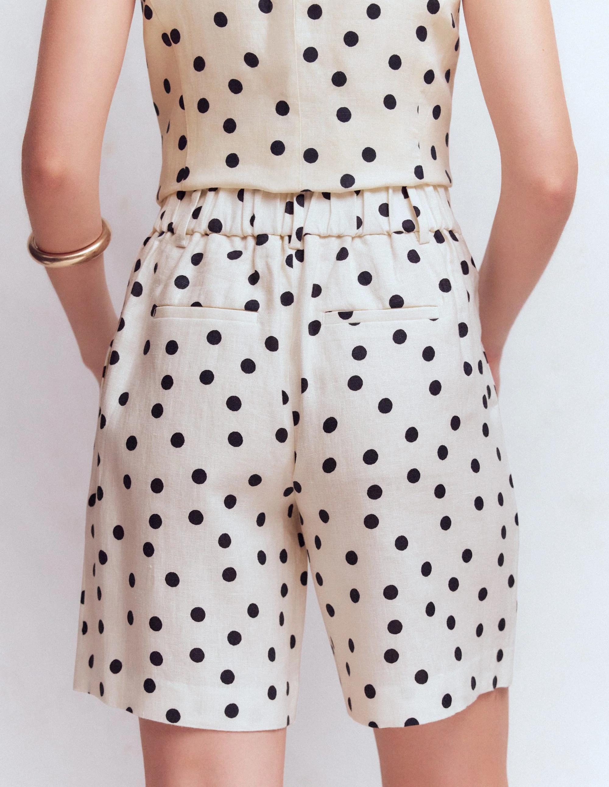 Kensington Linen Shorts-Ivory, Painted Dot - Image 3