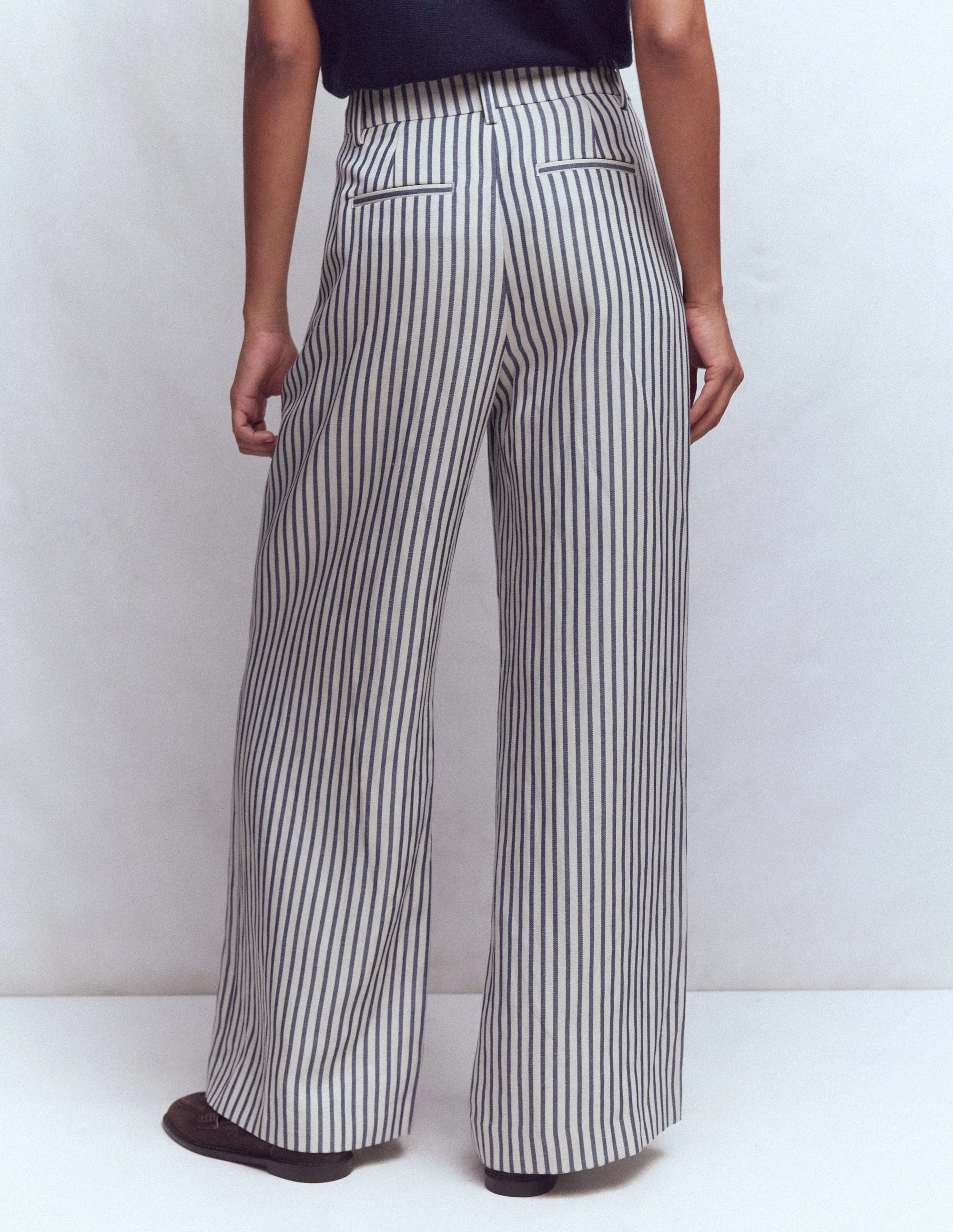 Kensington Wide Leg Pants-Blue and Ivory Stripe - Image 3